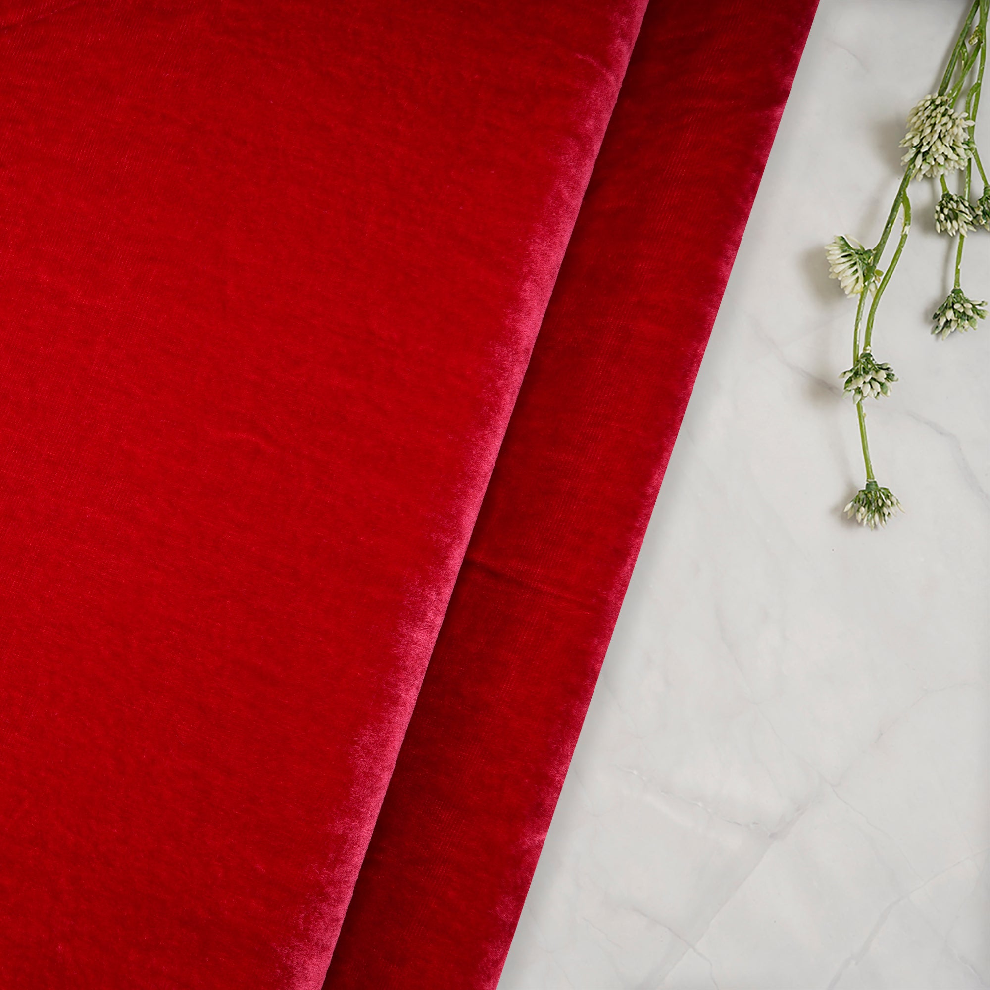 Red Color Viscose Silk Velvet Fabric