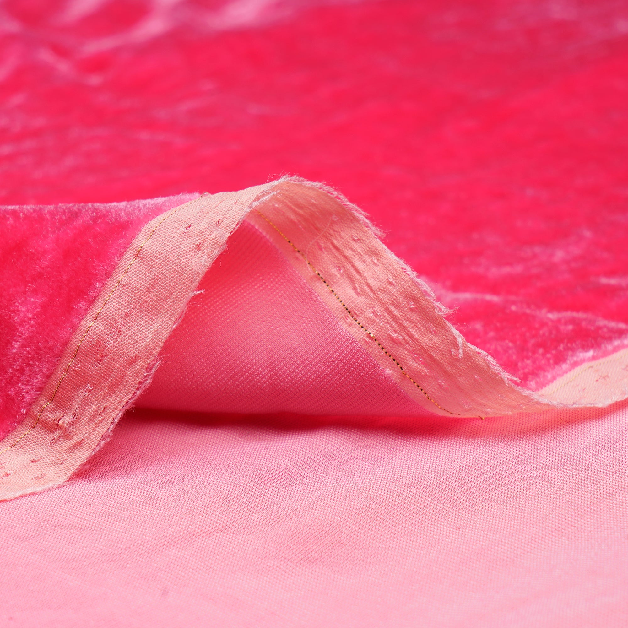 Pink Color Velvet Silk Fabric