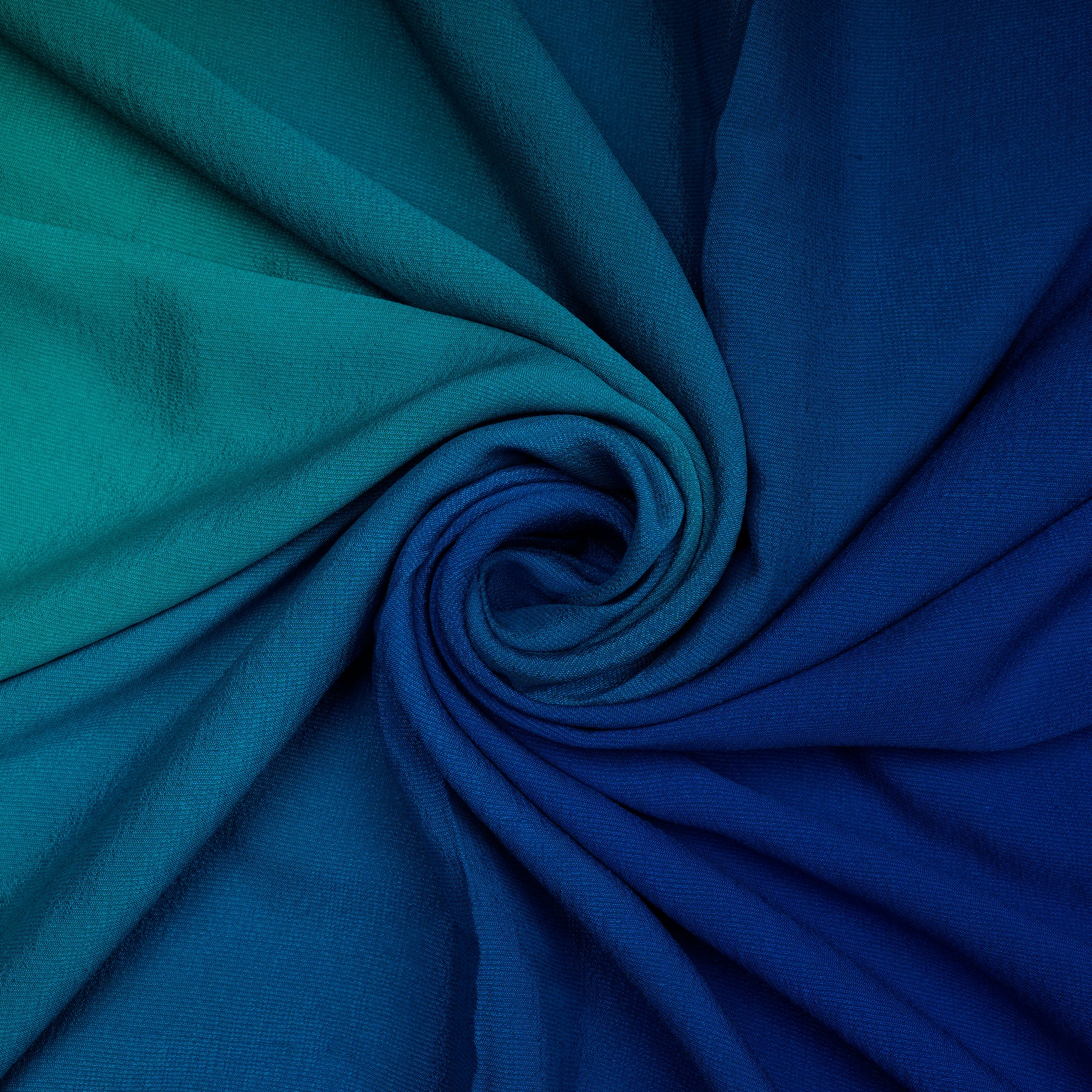 Blue- Green Dyed Ombre Georgette Dobby Silk Fabric