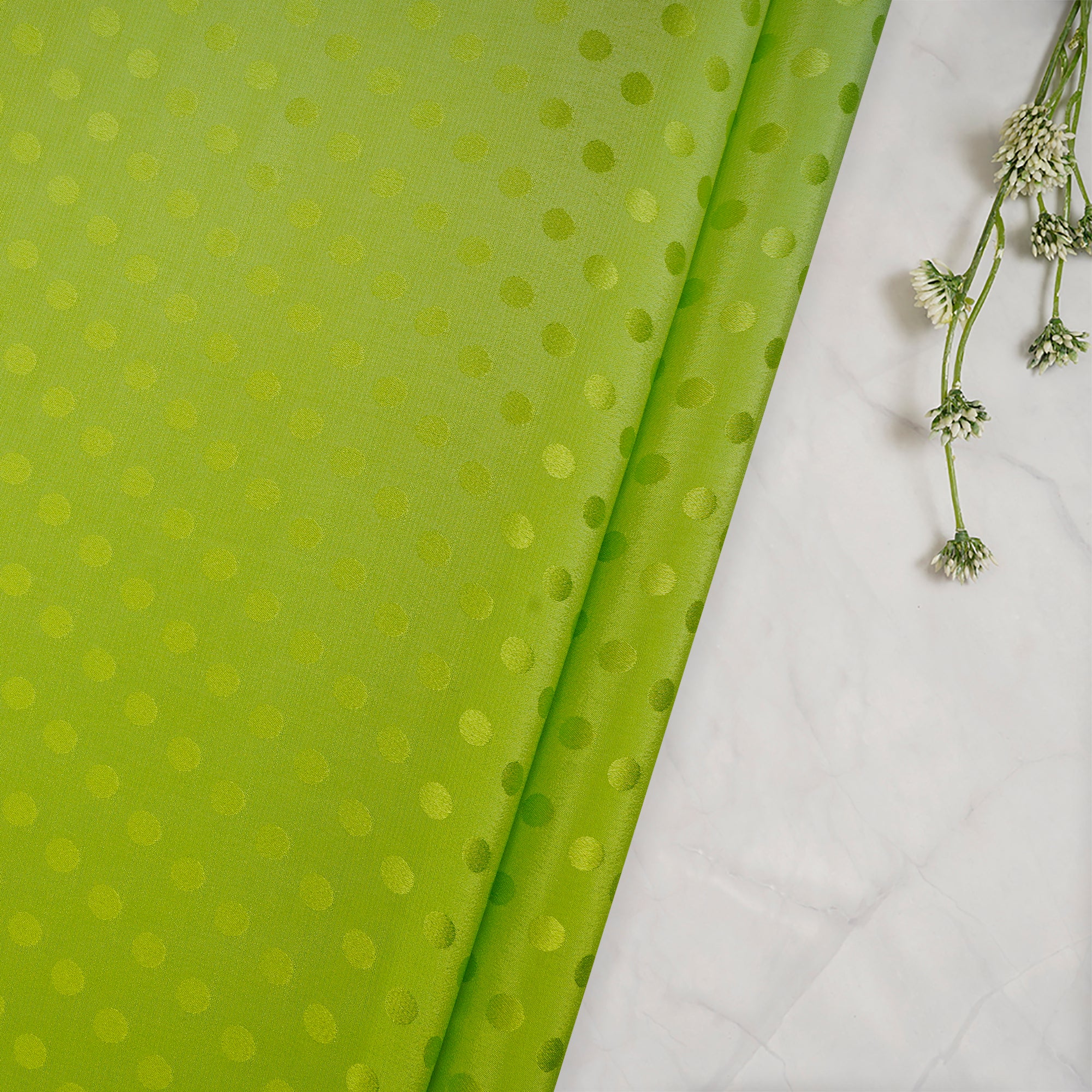 Green Color Ombre Dyed Crepe Jacquard Fabric