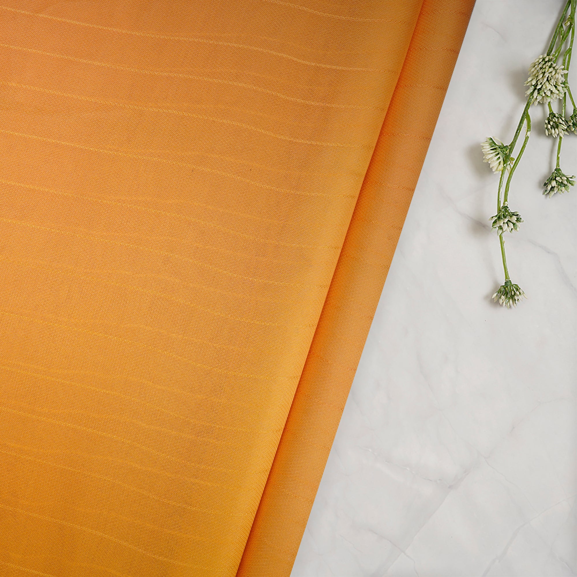 Yellow-Orange Color Ombre Dyed Georgette Dobby Fabric