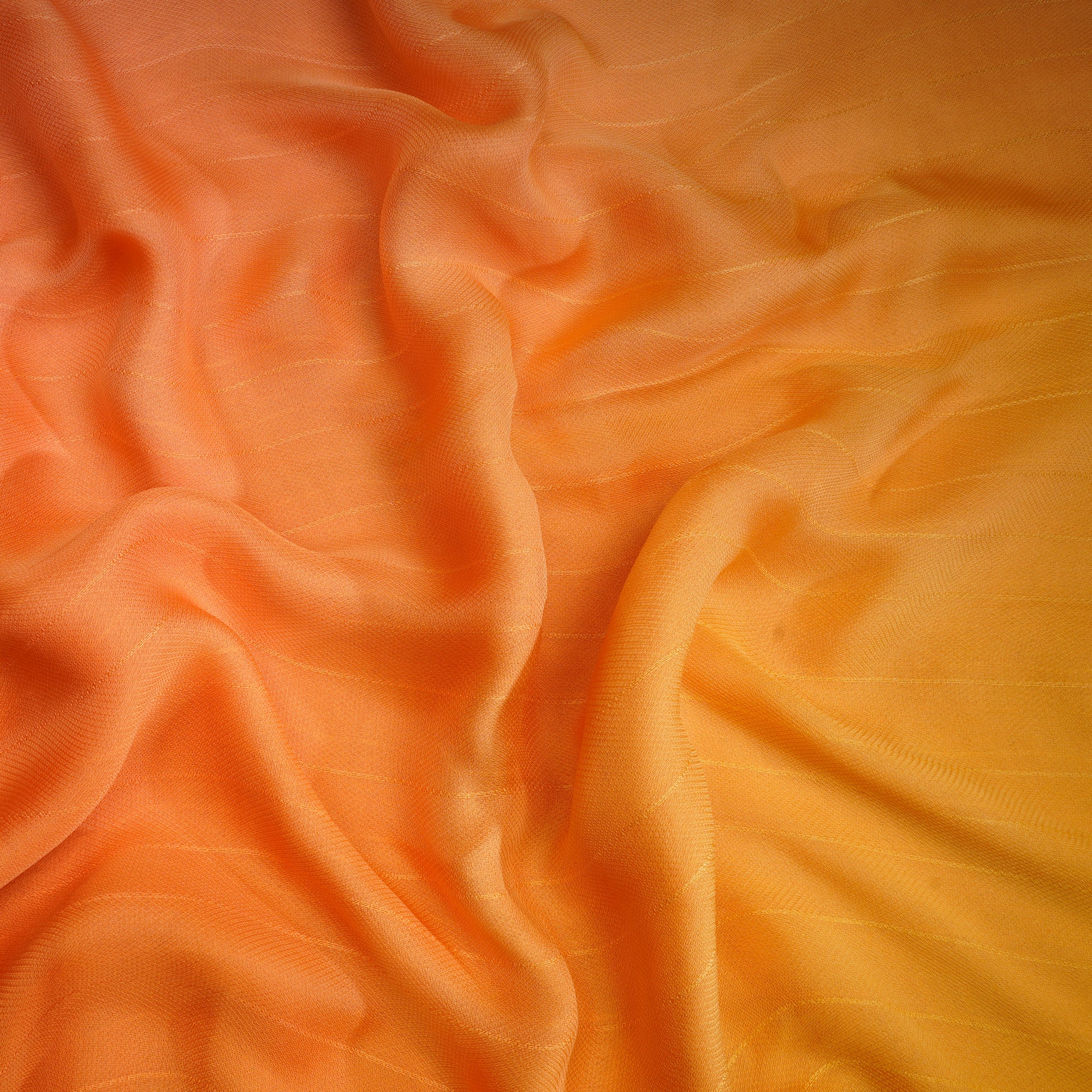 Yellow-Orange Color Ombre Dyed Georgette Dobby Fabric