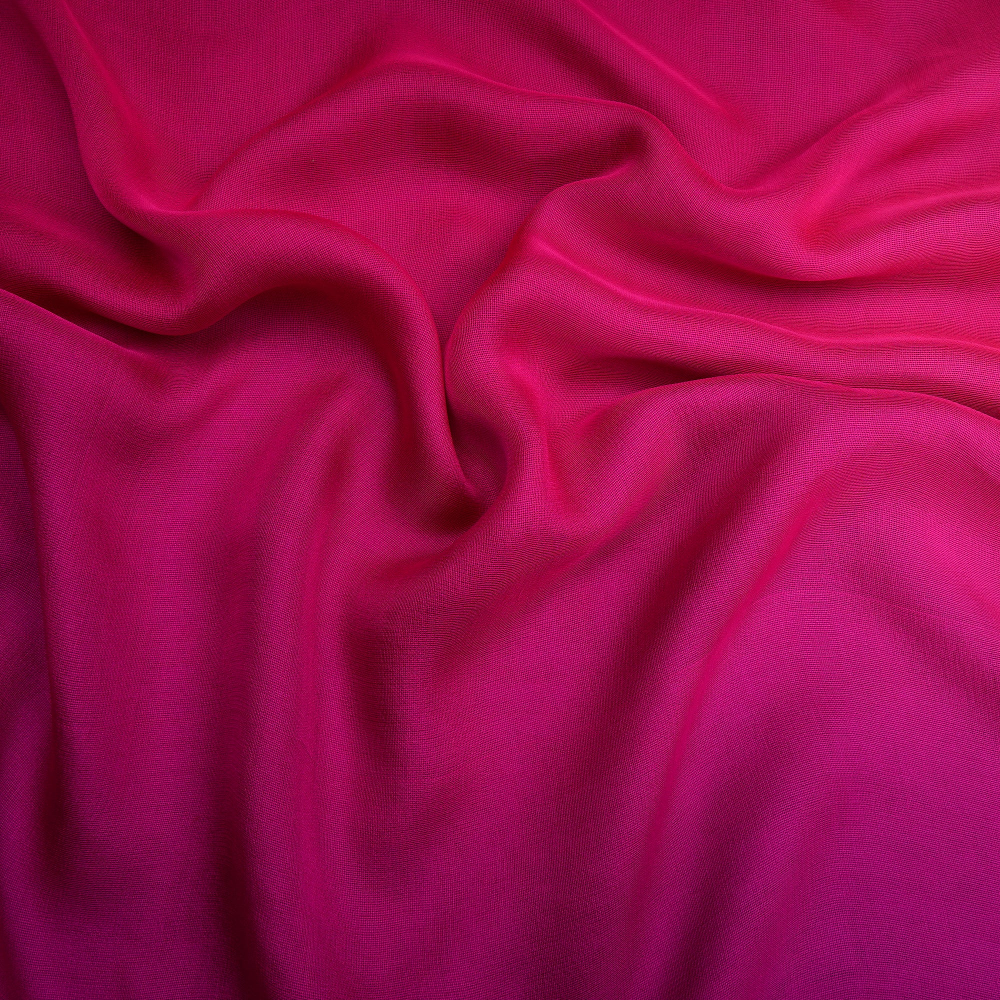 Pink Ombre Dyed Georgette Silk Fabric with Zari Border