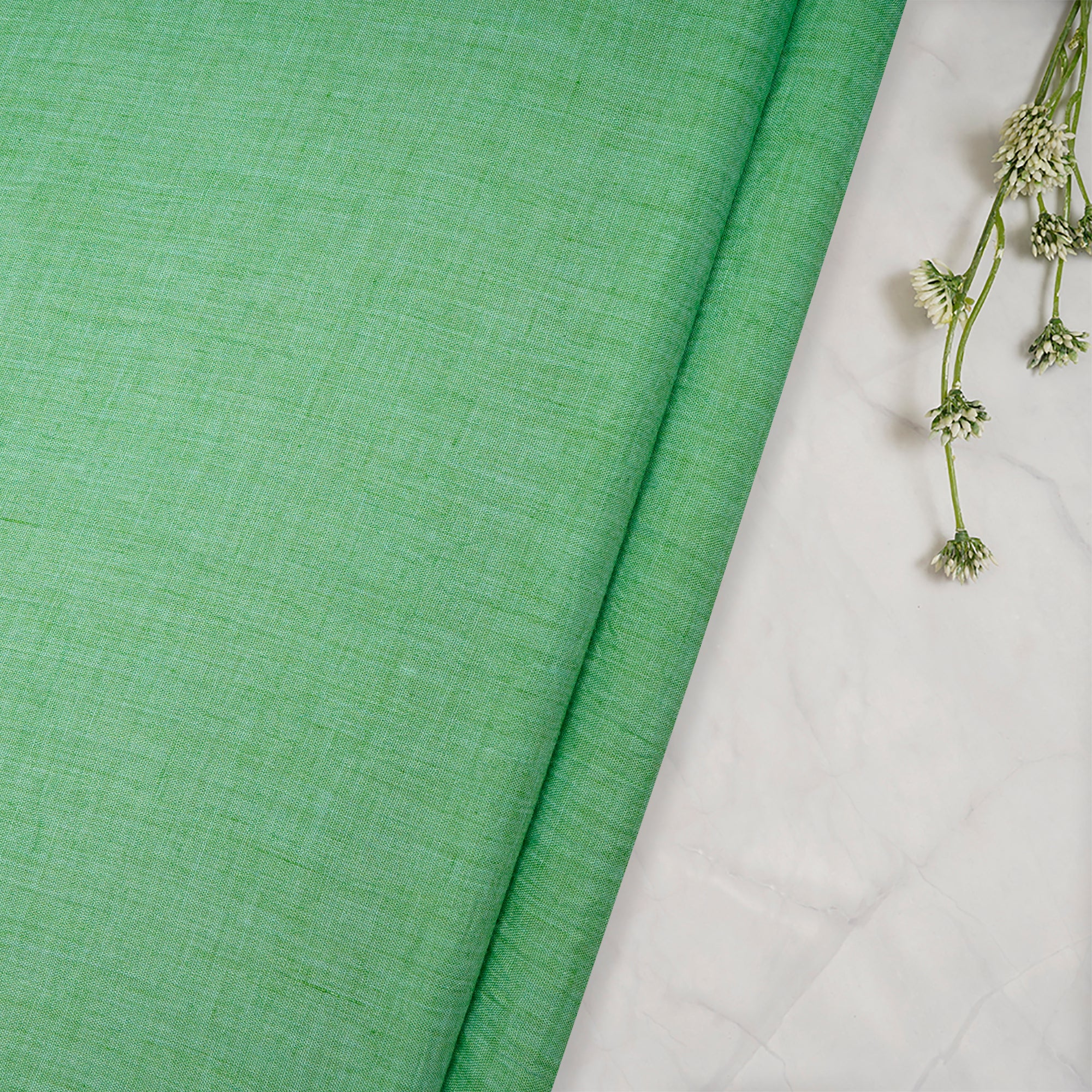 Green Color Cheese Cotton Fabric
