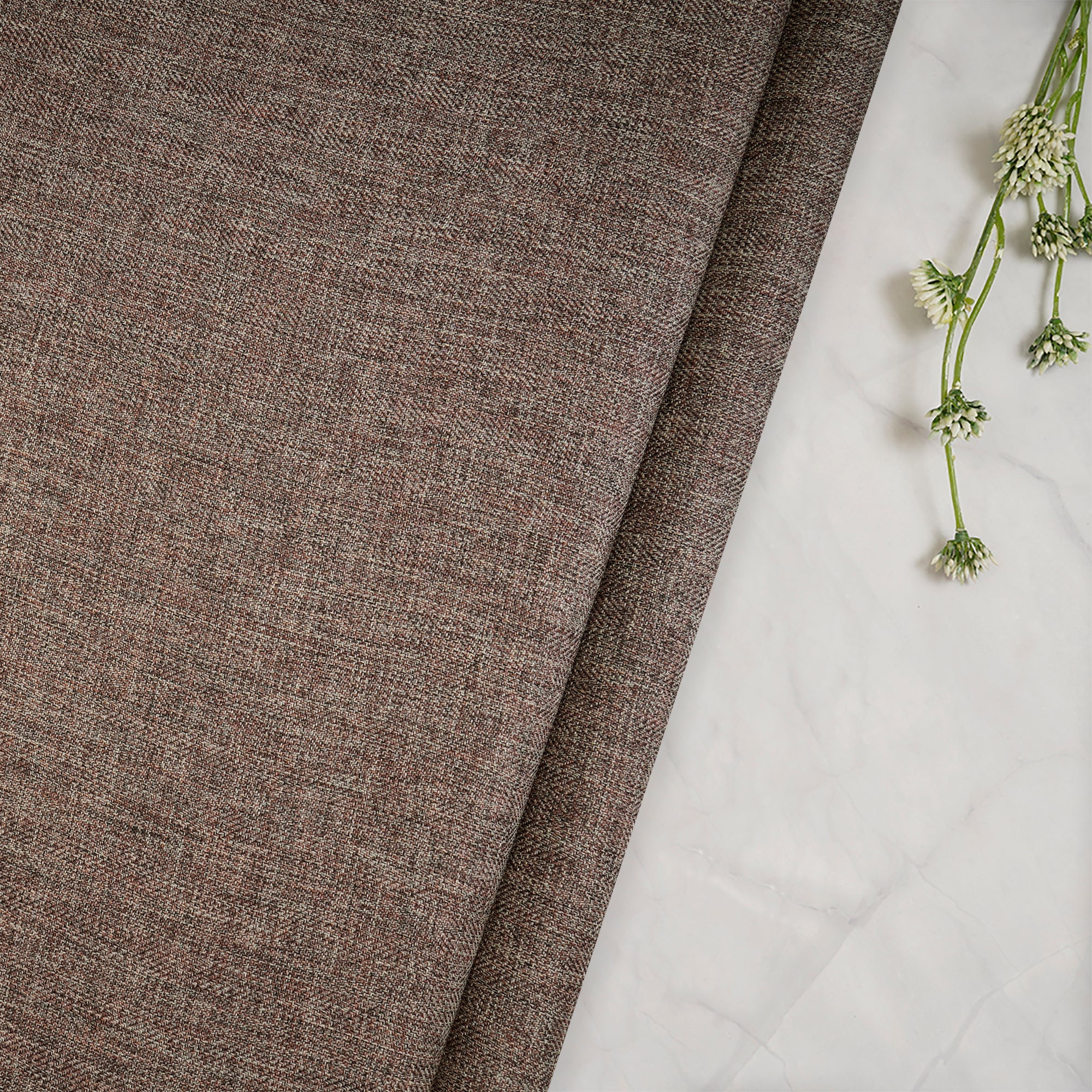 Brown Color Polyester Chambray Fabric