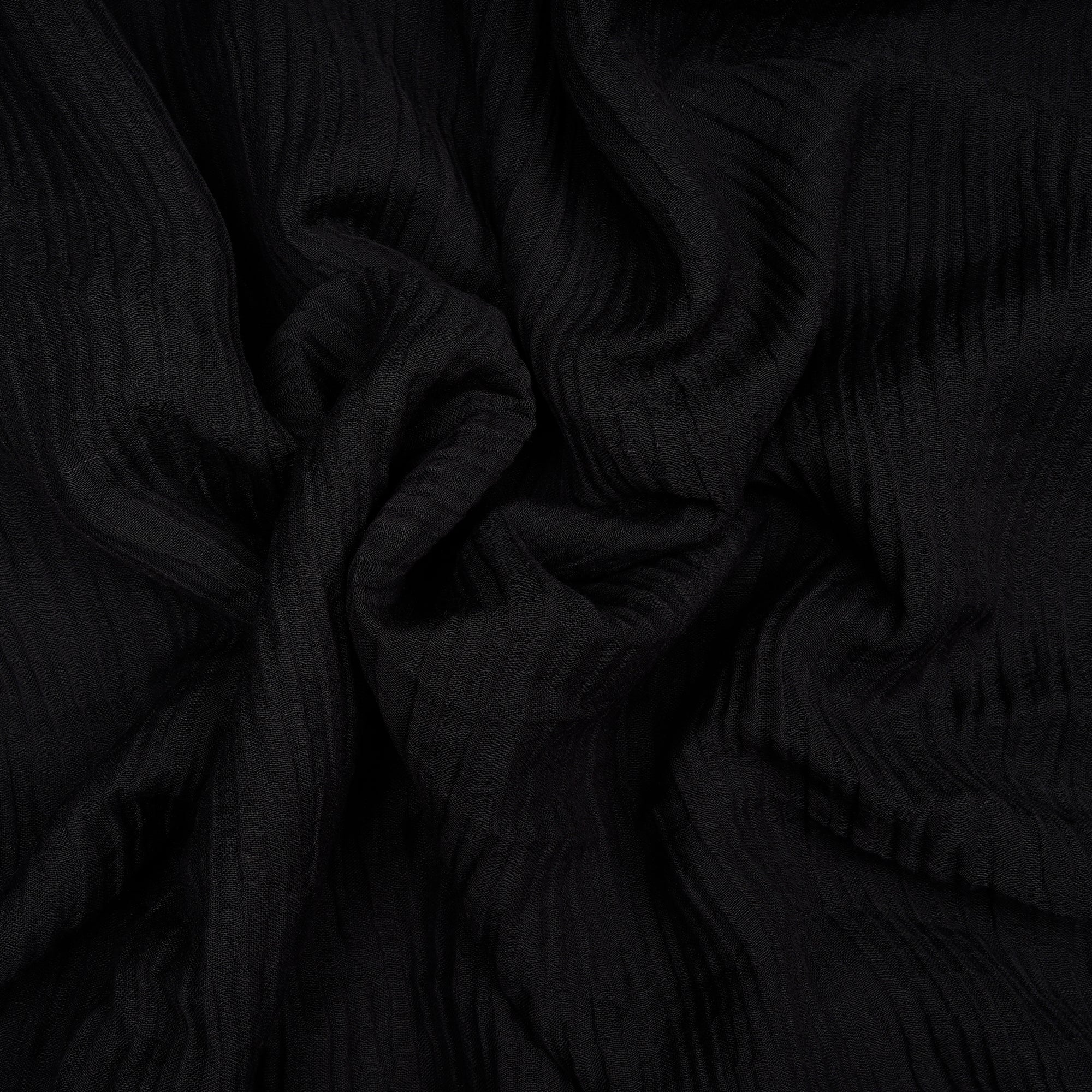 Black Premium Crushed Cotton Linen Fabric
