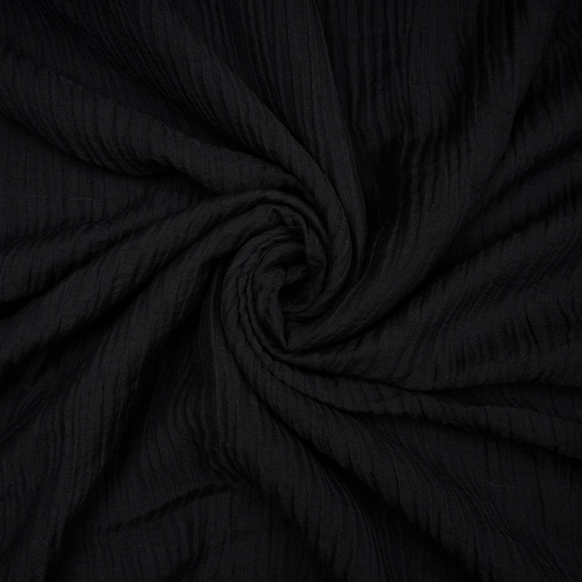 Black Premium Crushed Cotton Linen Fabric
