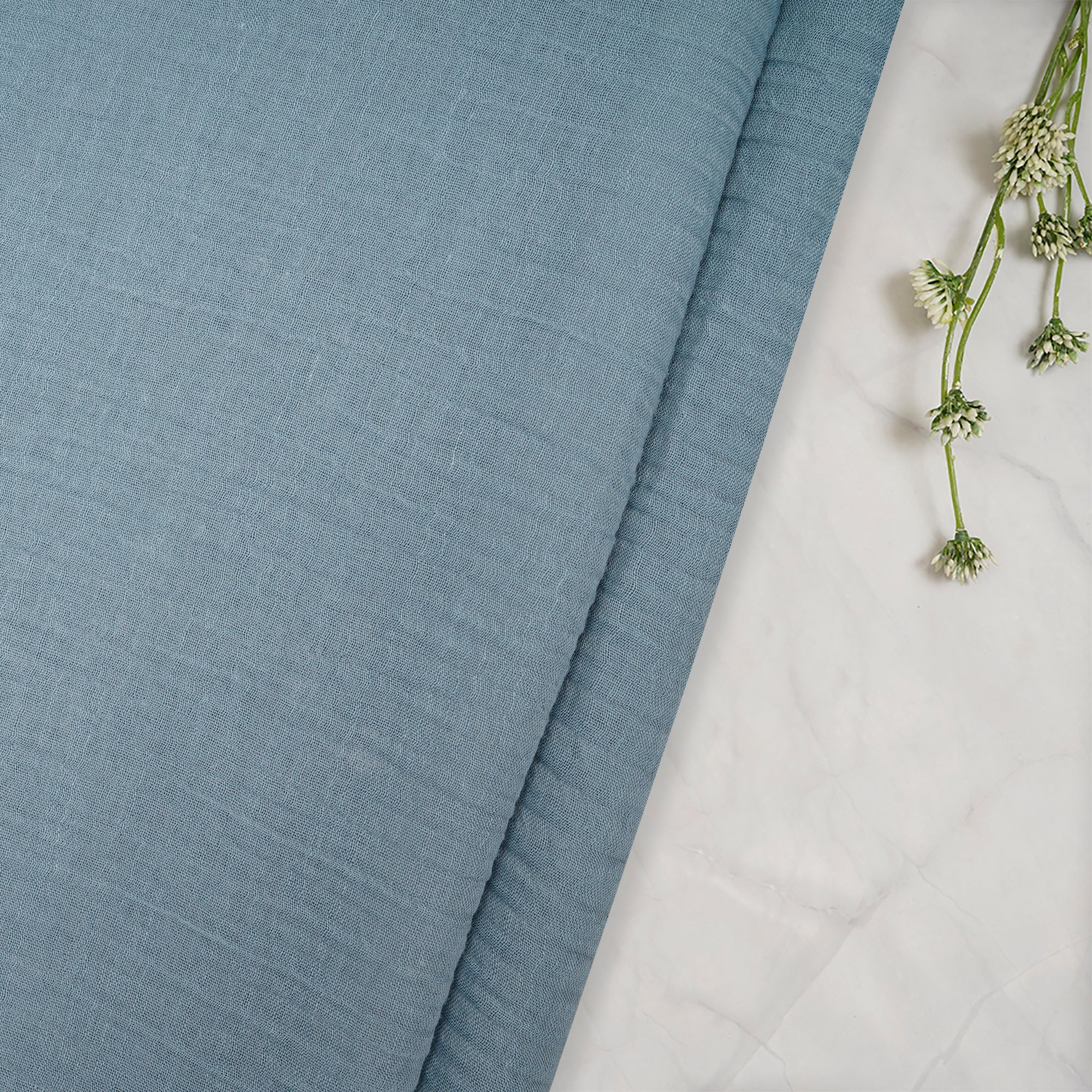 Light Blue Premium Crushed Cotton Linen Fabric