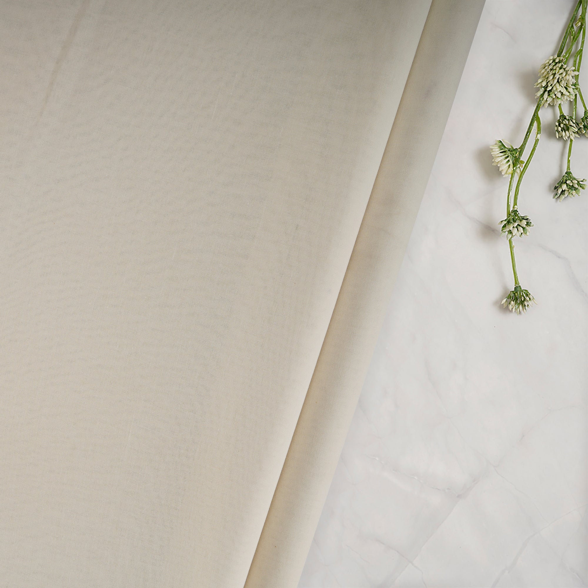 Cream Color High Twisted Cotton Voile Fabric