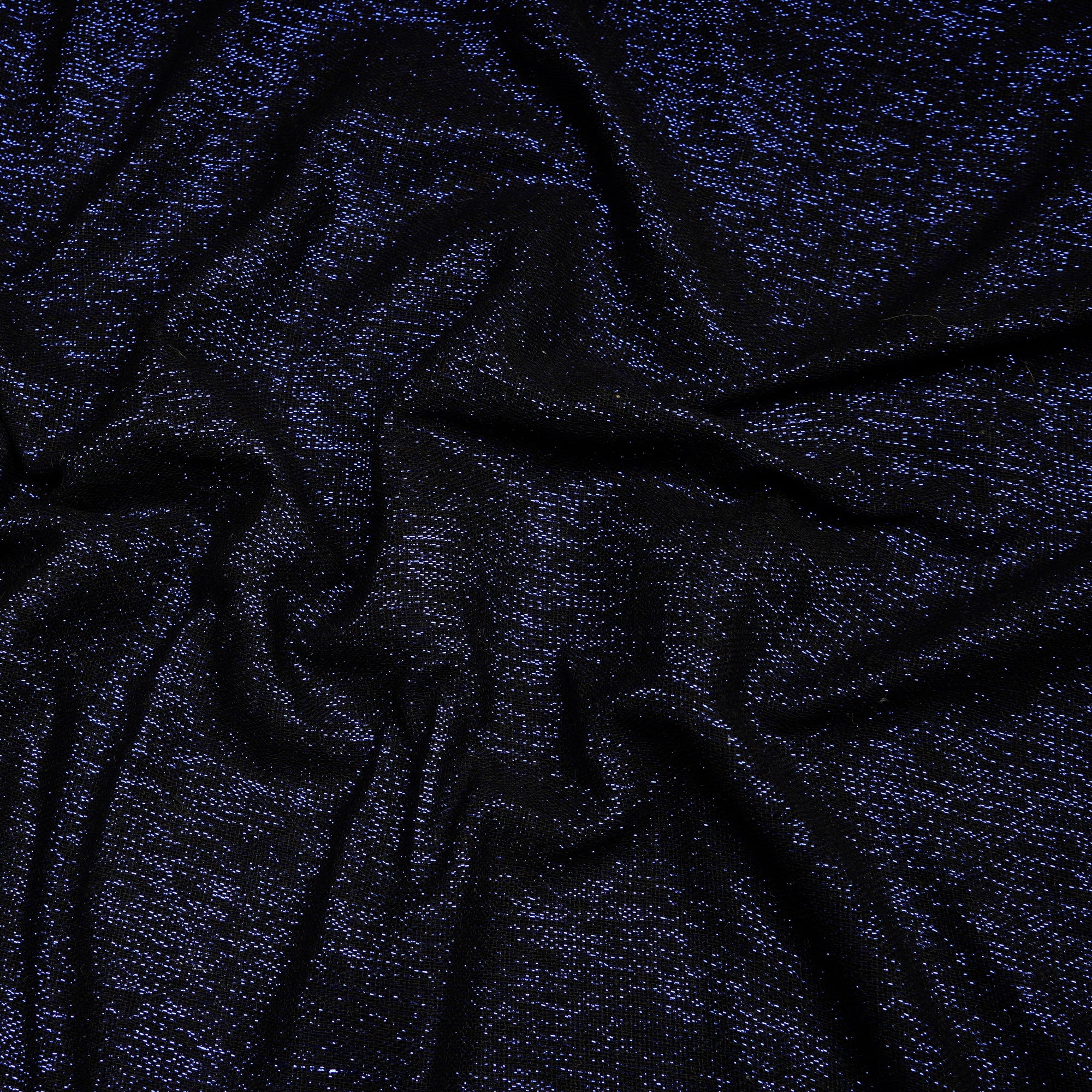 Black-Blue Metallic Noile Silk Linen Fabric