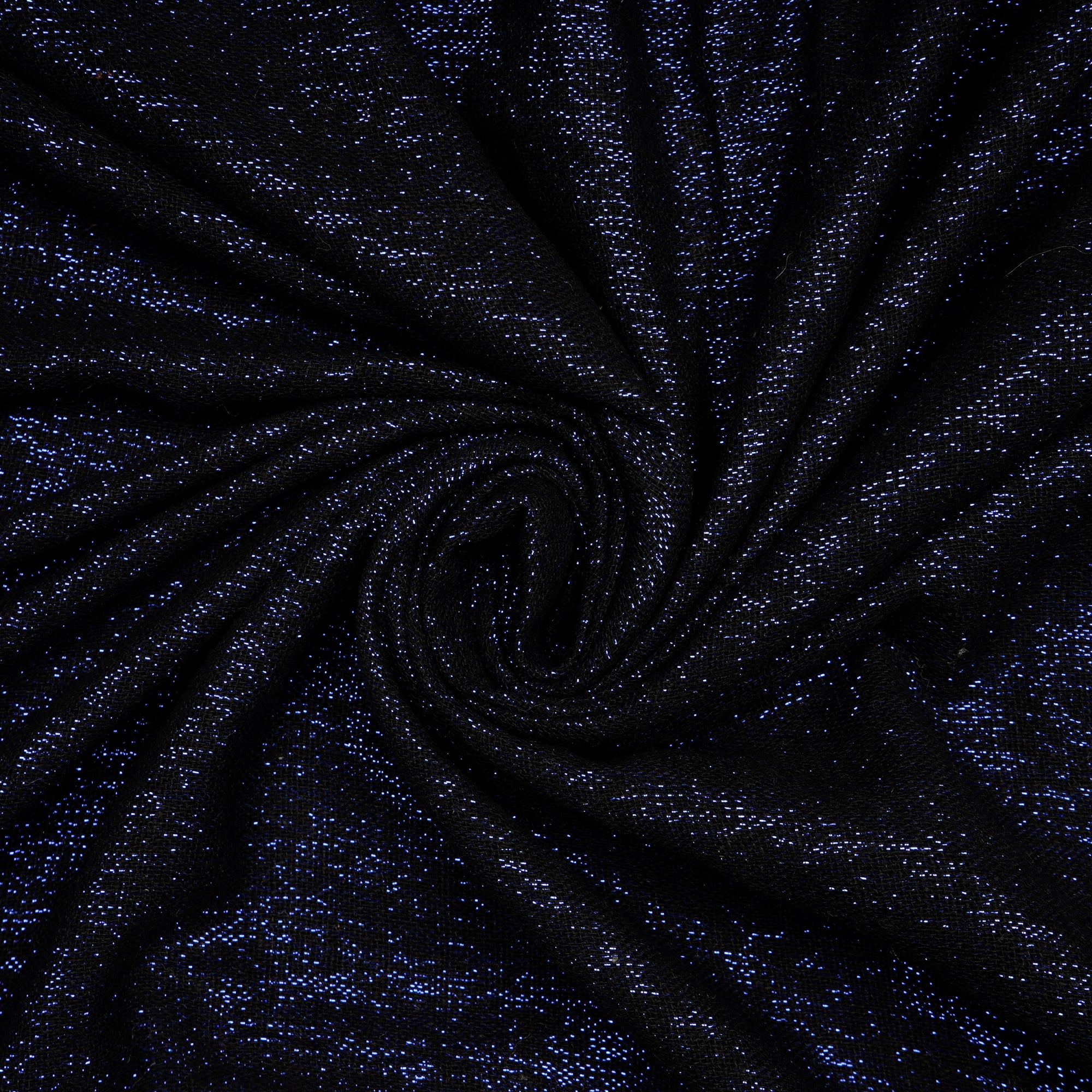 Black-Blue Metallic Noile Silk Linen Fabric