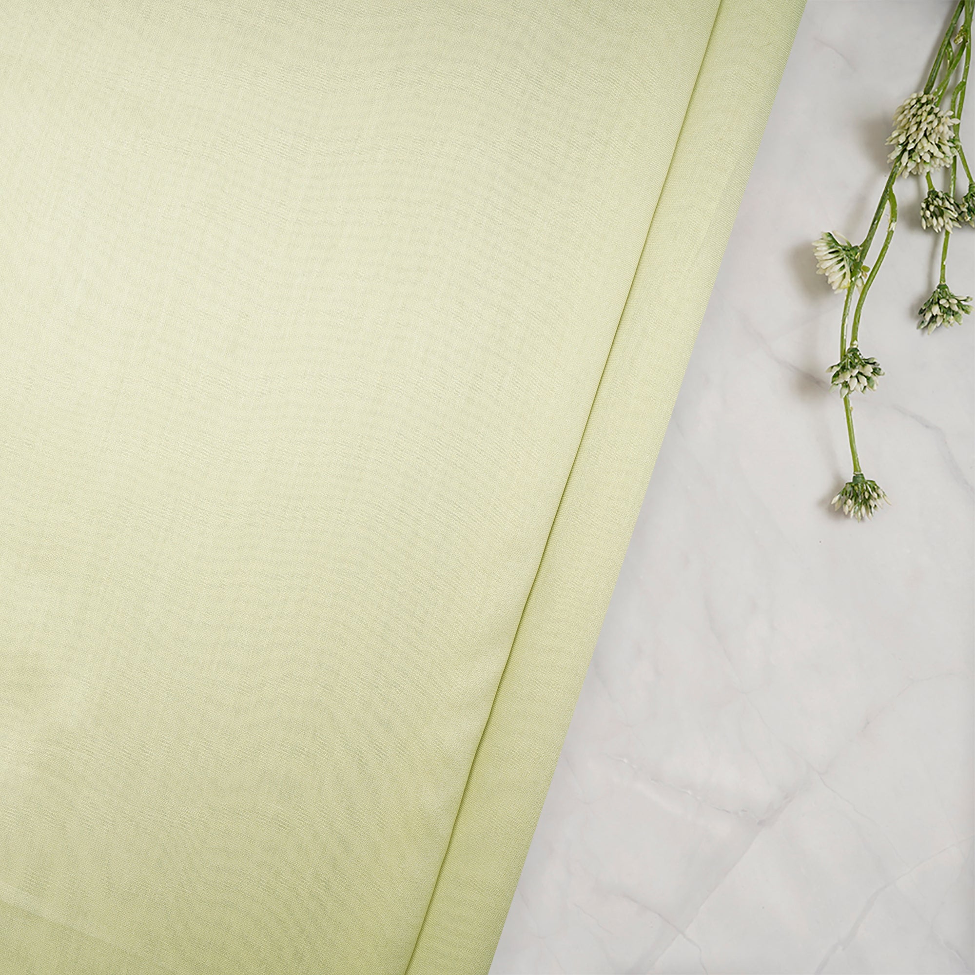 Lime-Green Plain Ombre Dyed Pure Chanderi Fabric