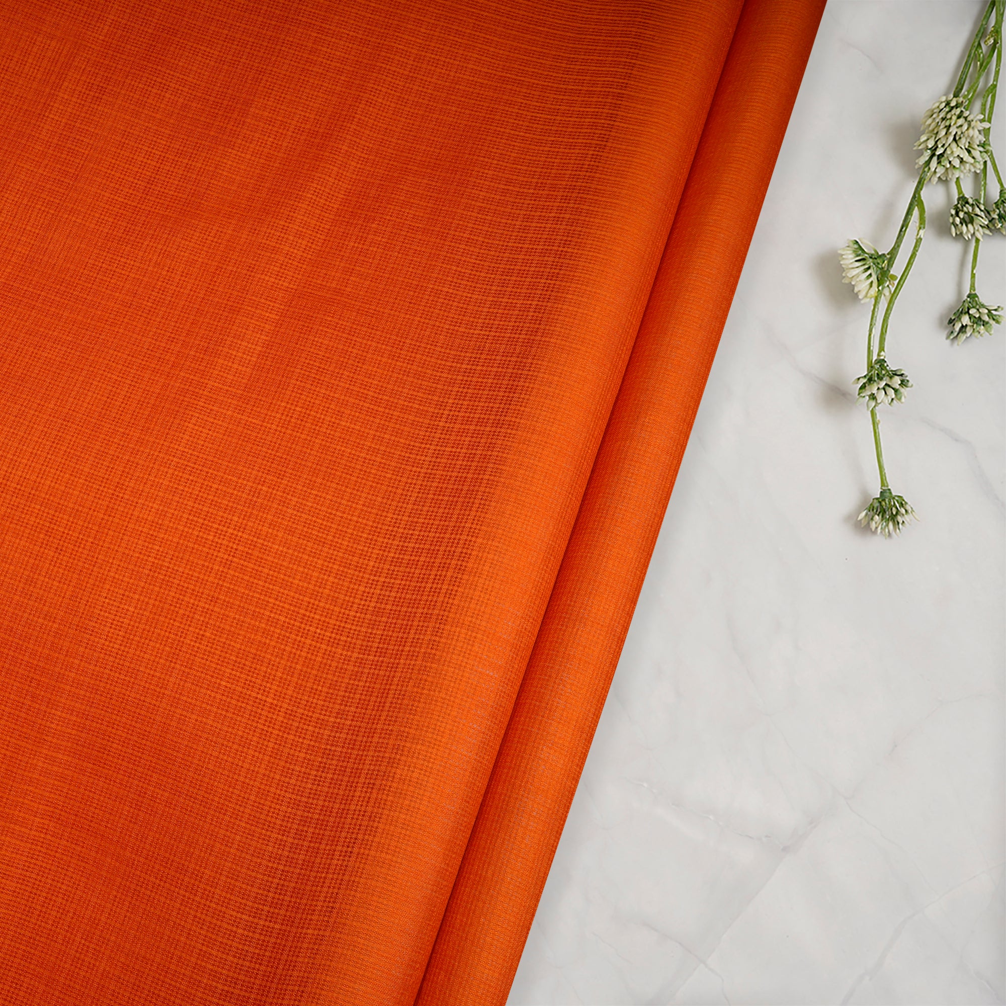 Orange Piece Dyed Kota Silk Fabric