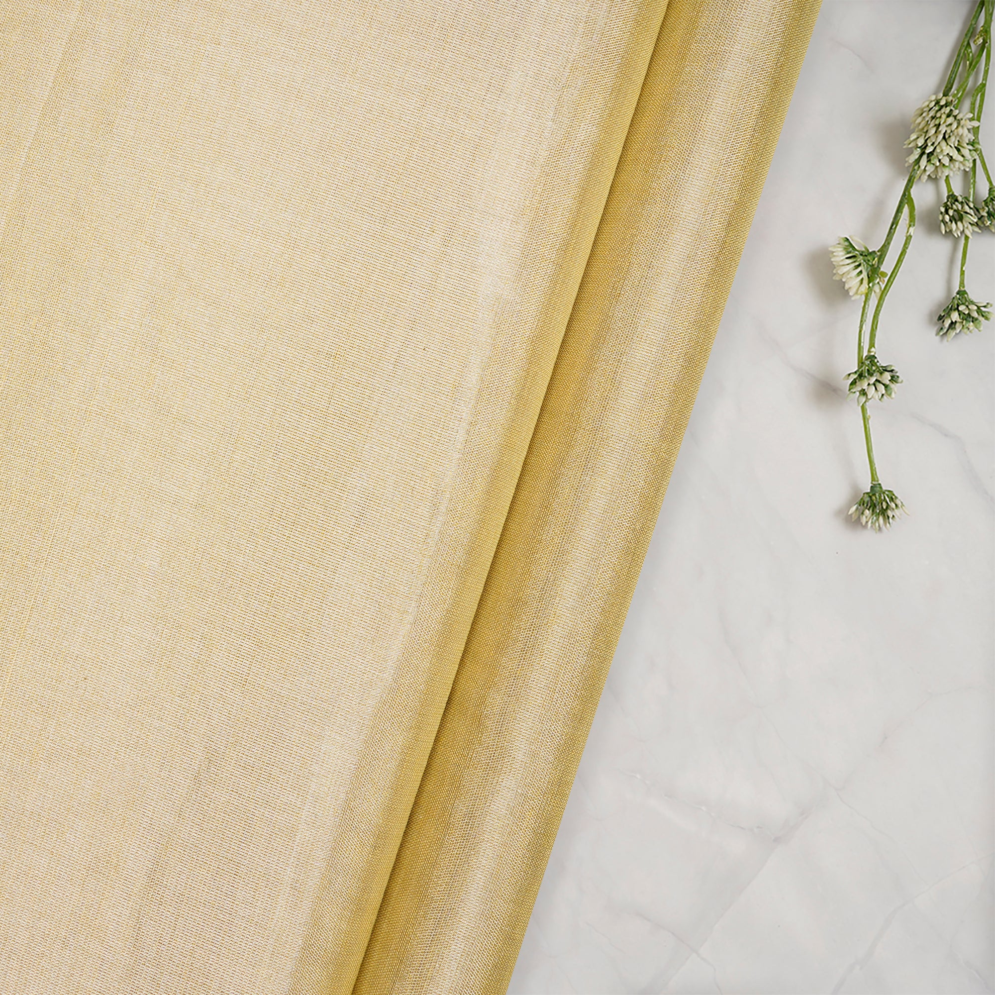 Yellow-Golden Handwoven Heavy Tissue Fabric