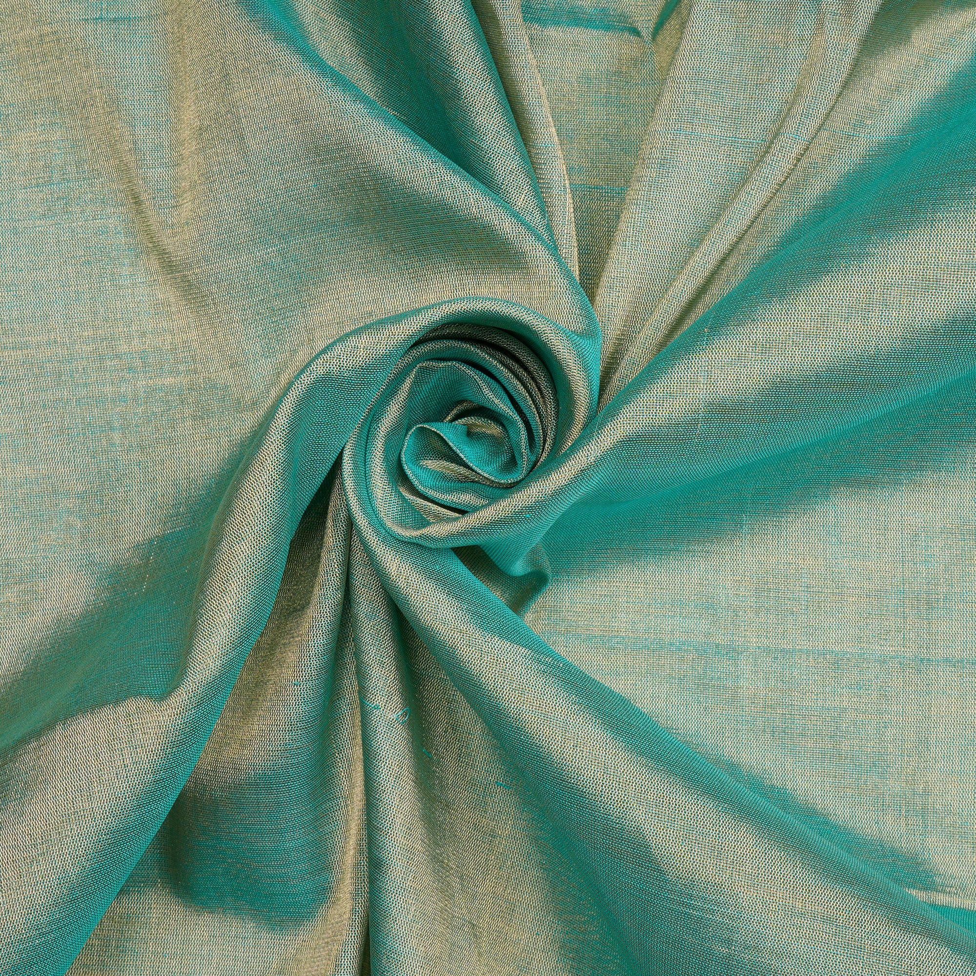 Golden-Berly Green Handwoven Heavy Pure Tissue Fabric