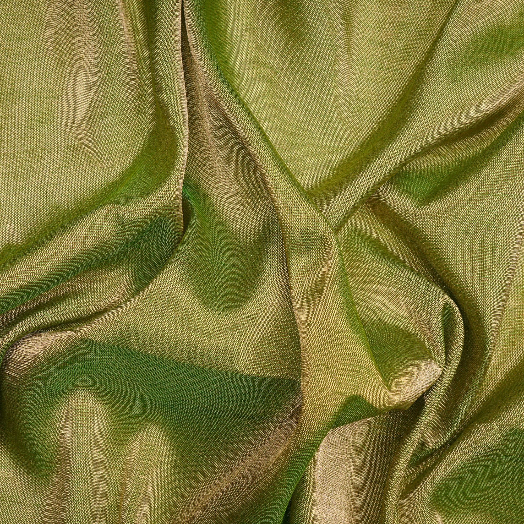 Piquant Green-Golden Handwoven Heavy Pure Tissue Fabric