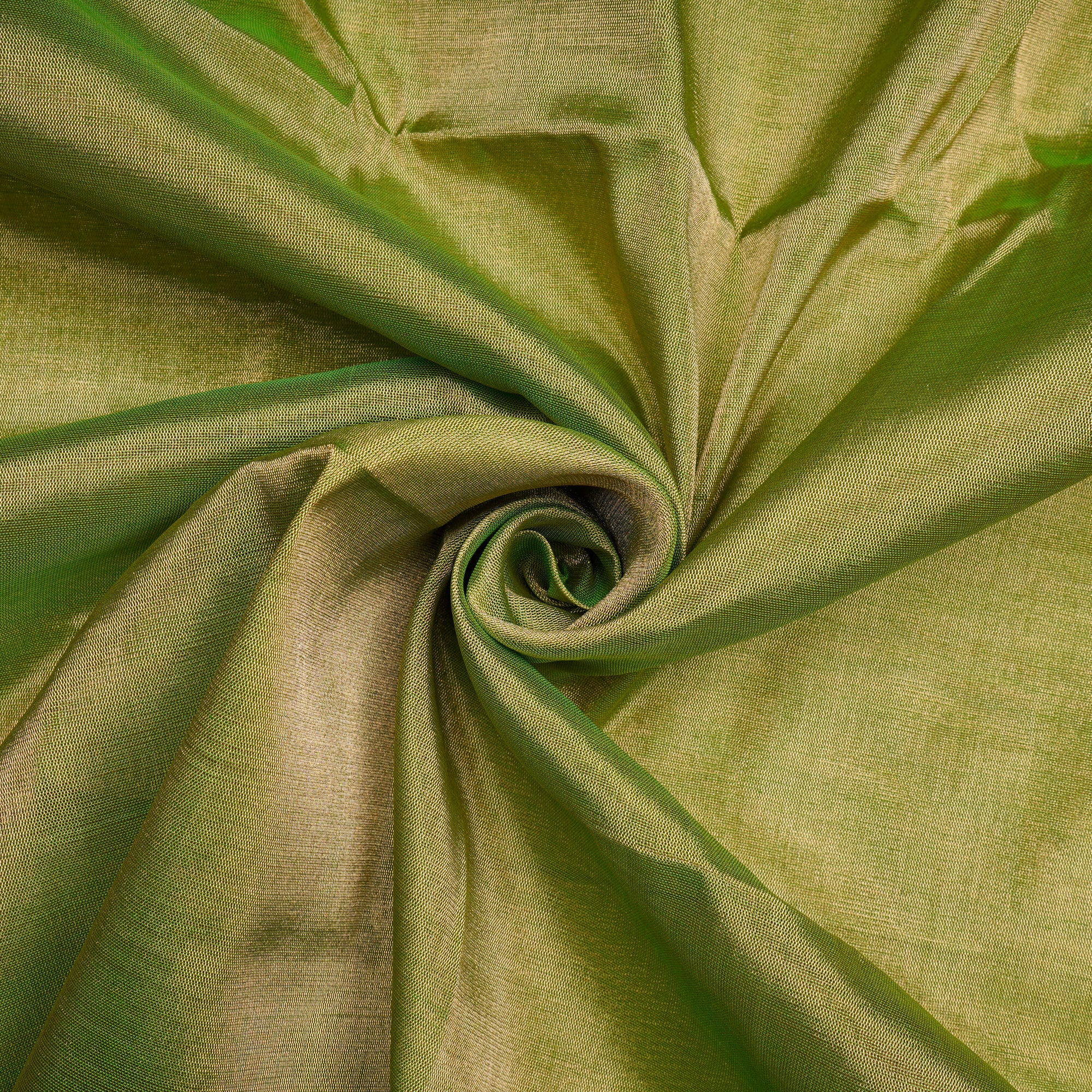 Piquant Green-Golden Handwoven Heavy Pure Tissue Fabric