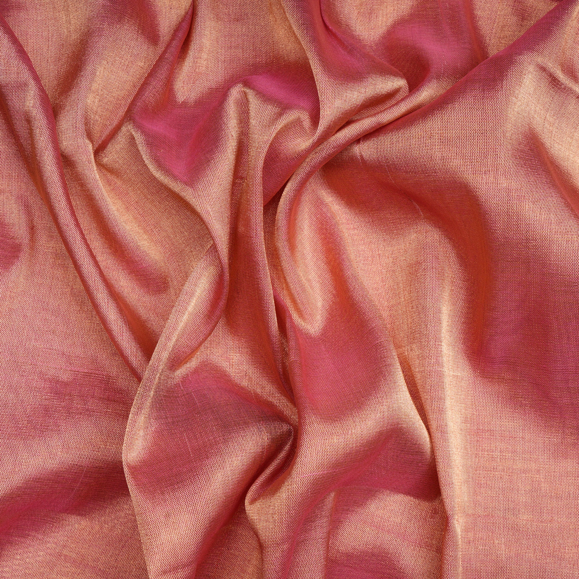 Pink-Golden Handwoven Heavy Pure Tissue Fabric