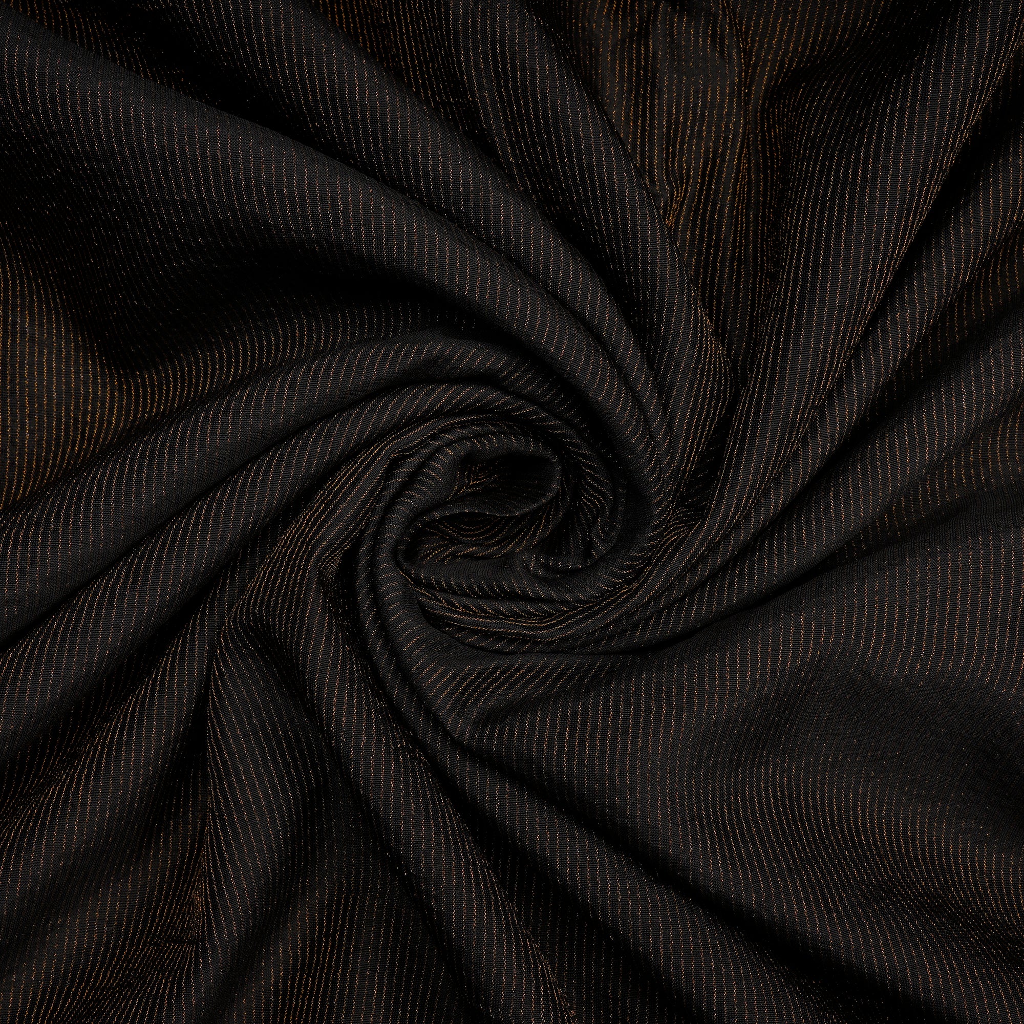 Black Piece Dyed Pin Striped Pure Fancy Chanderi Fabric
