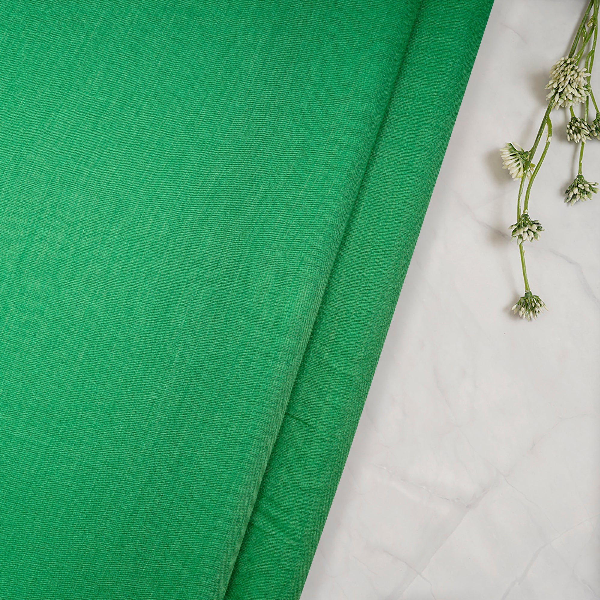 Green Color Yarn Dyed Fine Chanderi Fabric