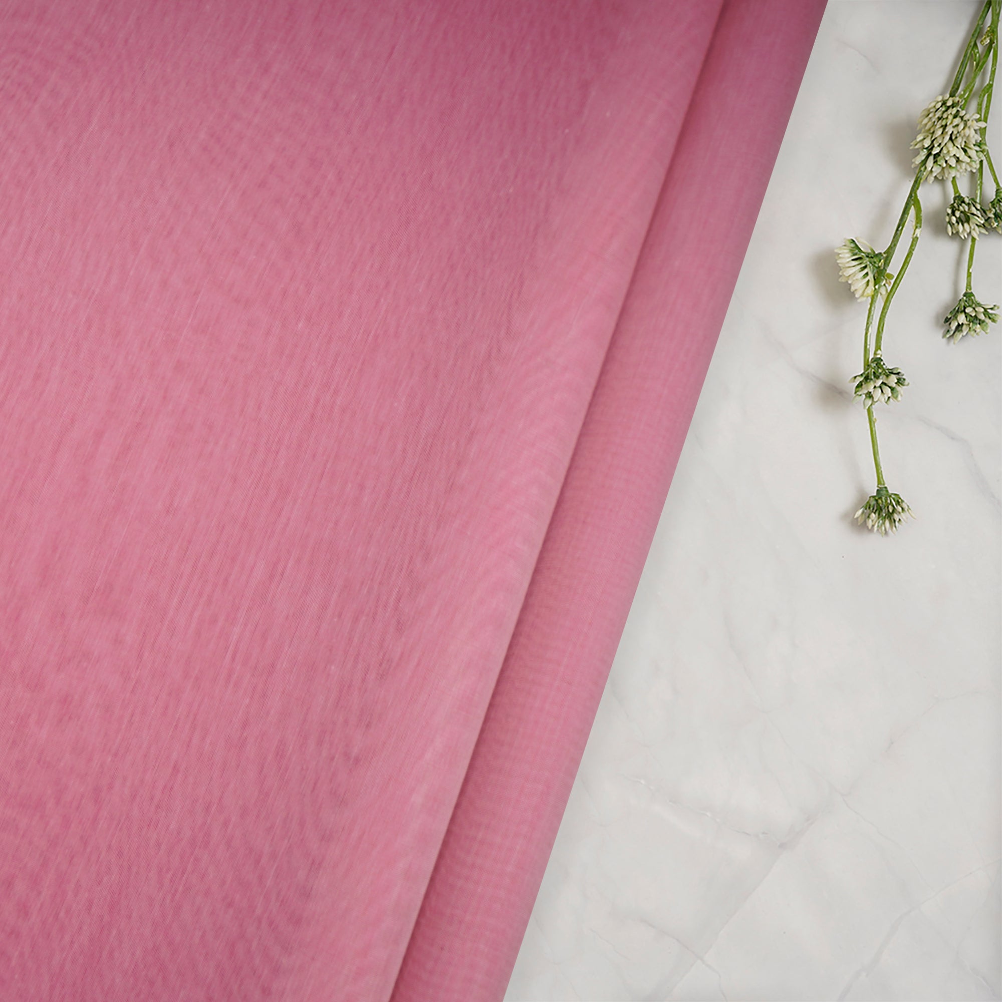 Baby Pink Piece Dyed Fine Pure Chanderi Fabric