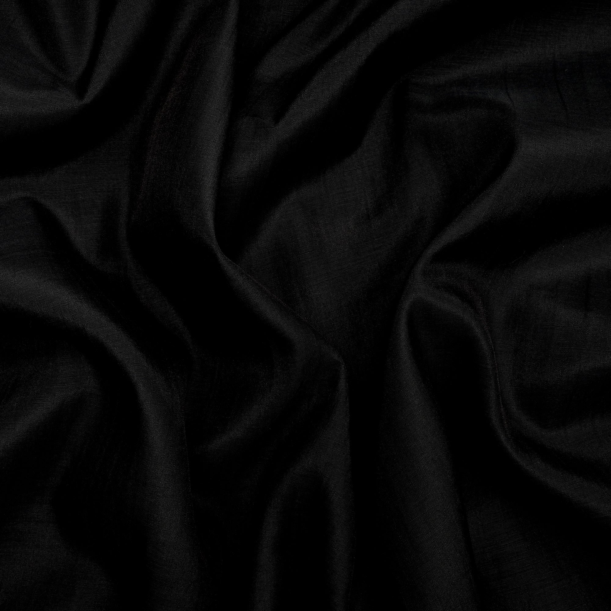Black Piece Dyed Plain Chanderi Fabric