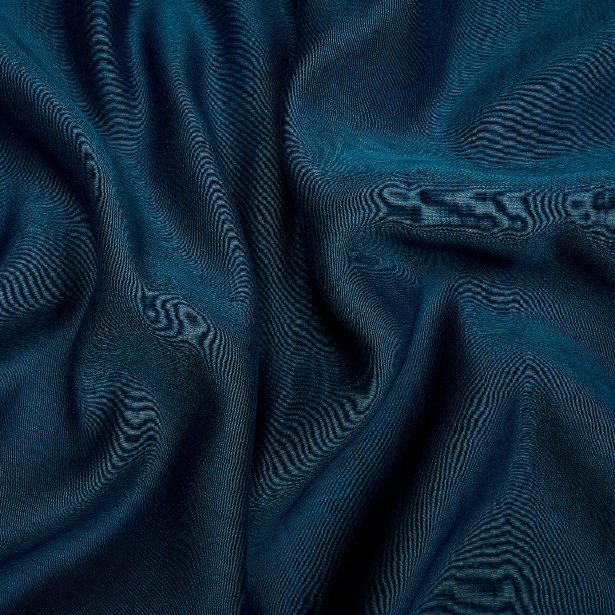 Blue Peacock Piece Dyed Plain Fine Chanderi Fabric