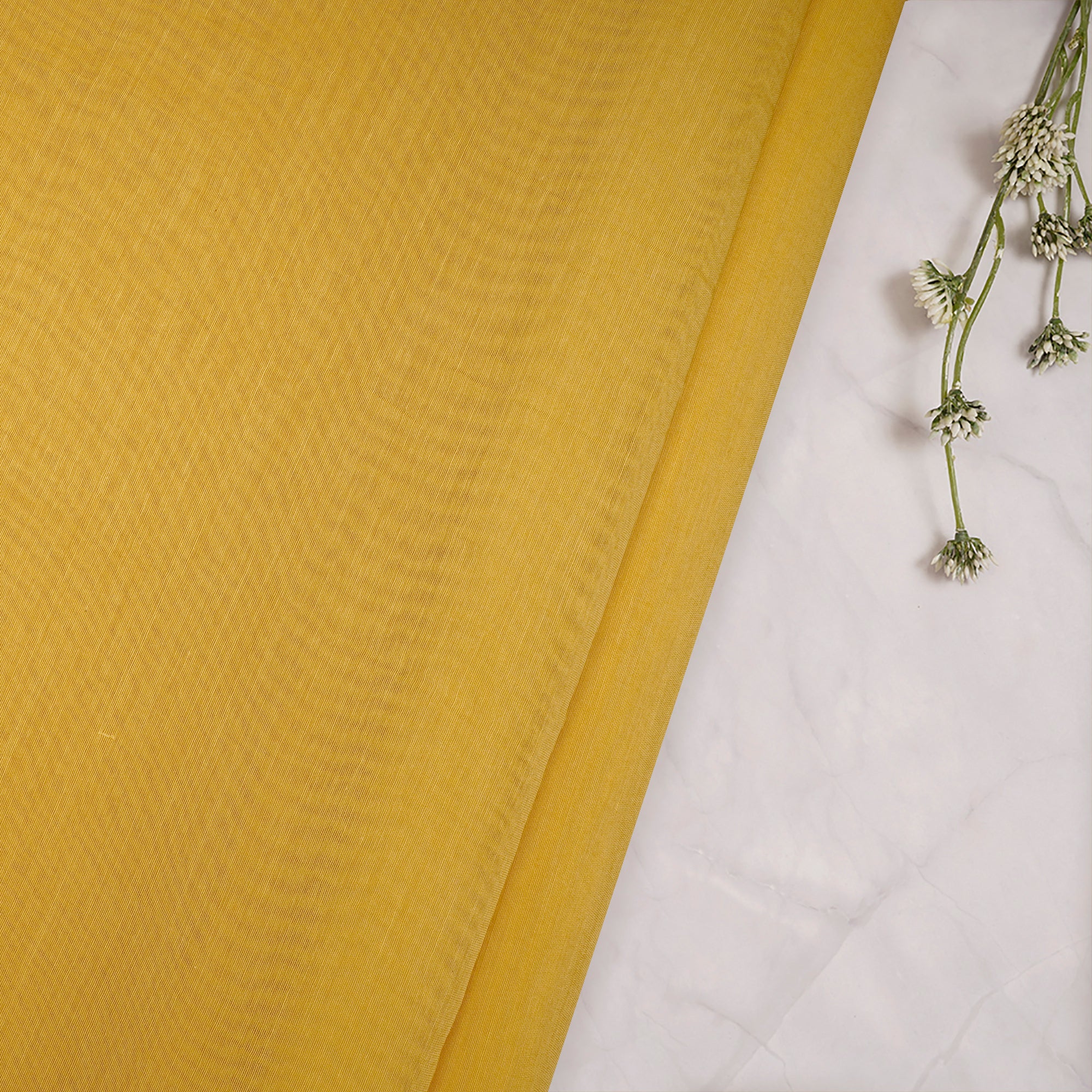 Yellow Piece Dyed Pure Fine Chanderi Fabric