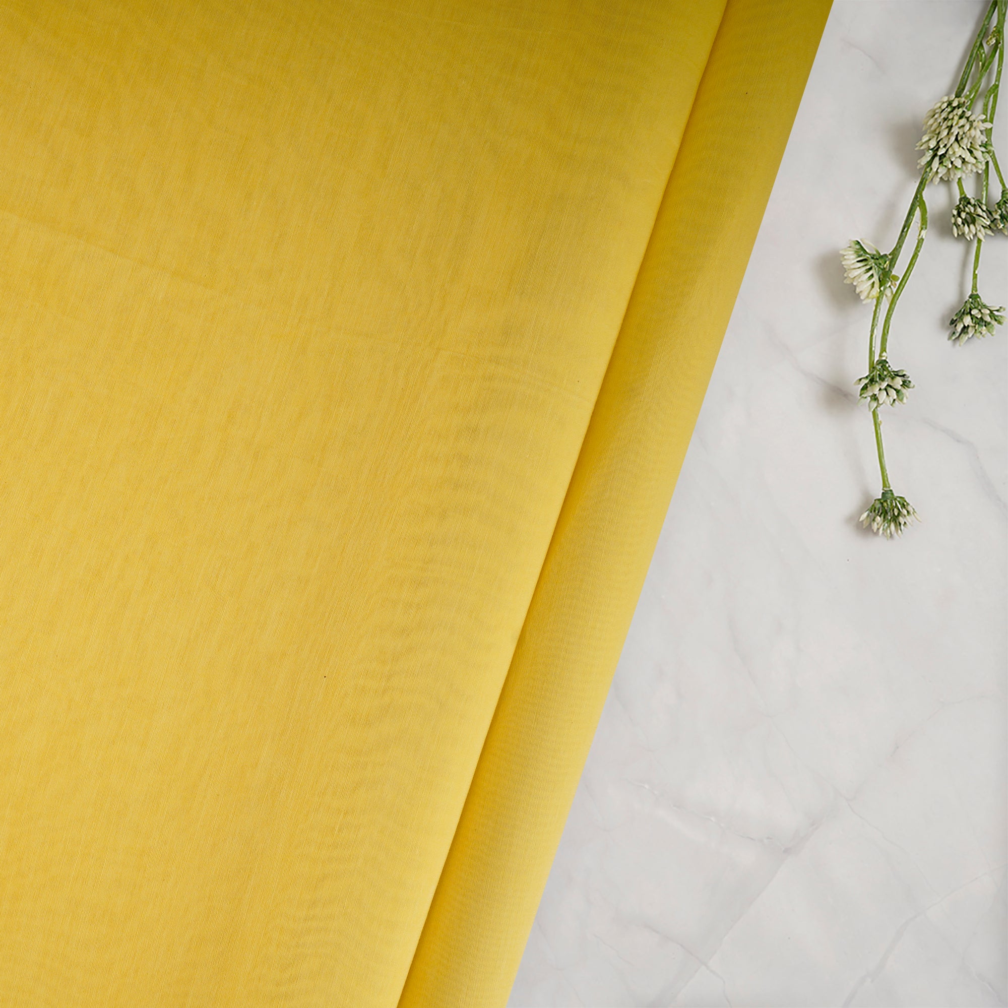 Yellow Color Piece Dyed Pure Chanderi Fabric