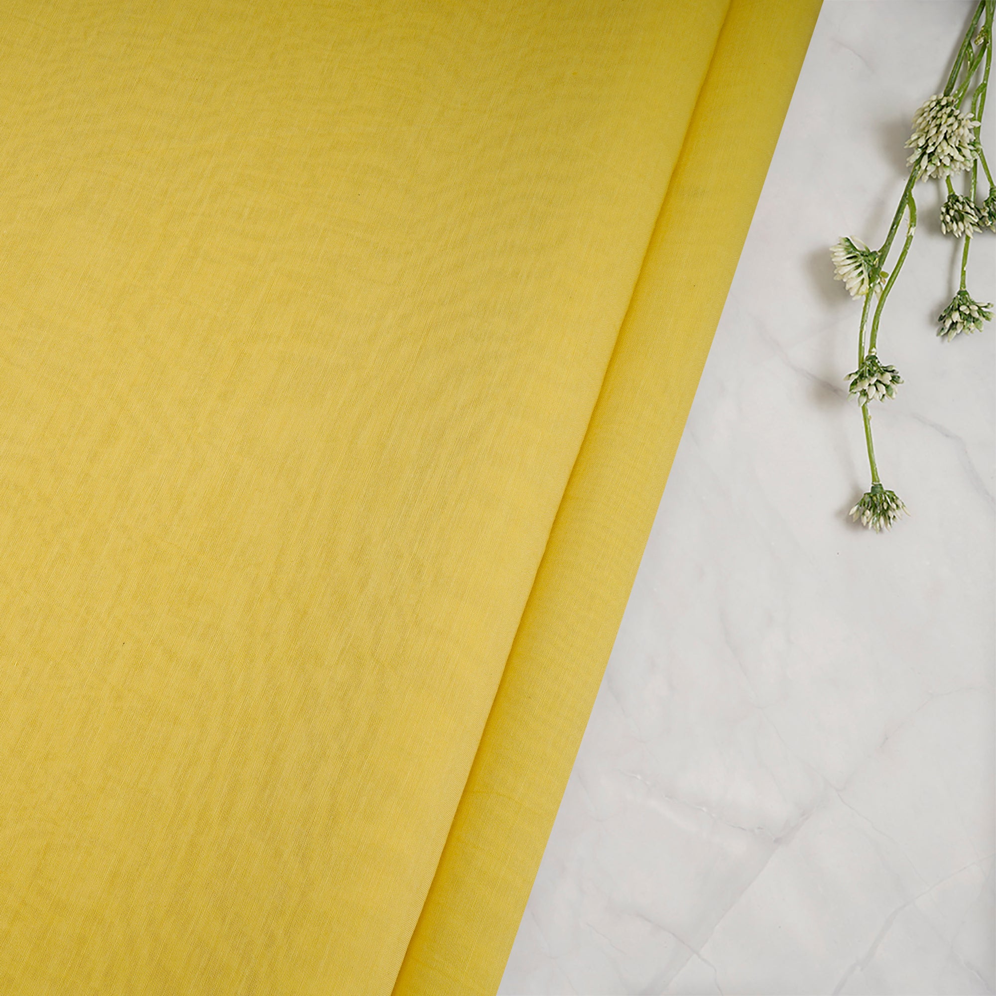 Yellow Cream Piece Dyed Pure Fine Chanderi Fabric