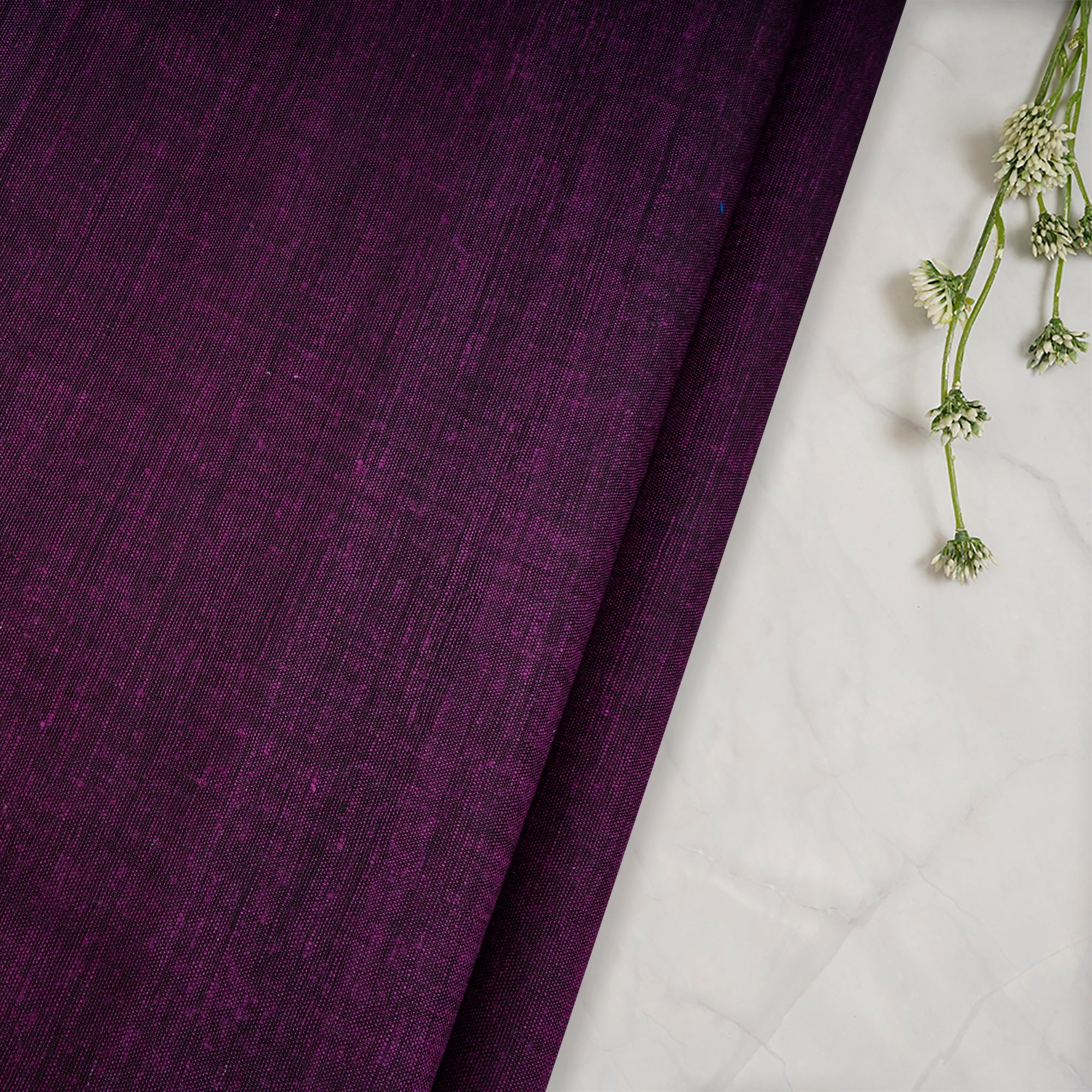 Deep Purple Plain Handwoven Pure Matka Silk Fabric
