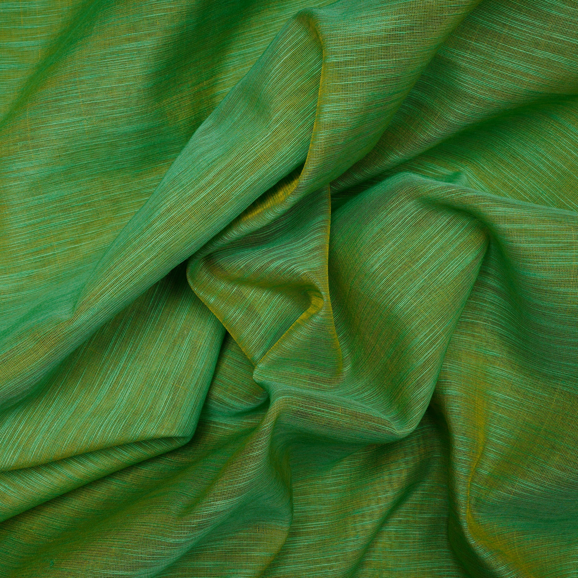 Vibrant Green Yarn Dyed Pure Slub Chanderi Fabric