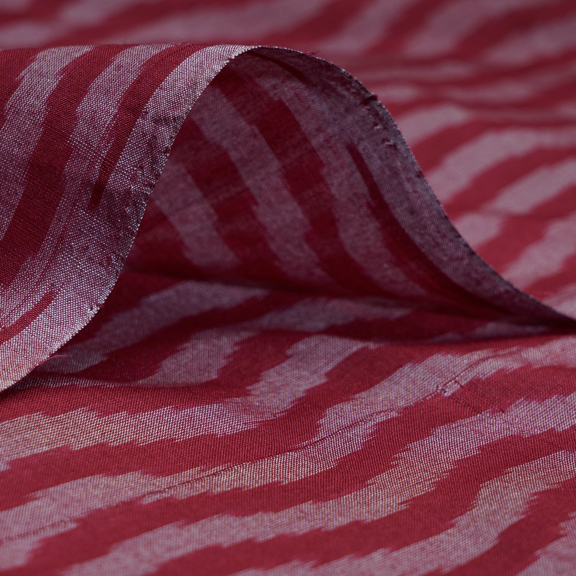 Maroon Color Handwoven Ikat Sico Silk Fabric