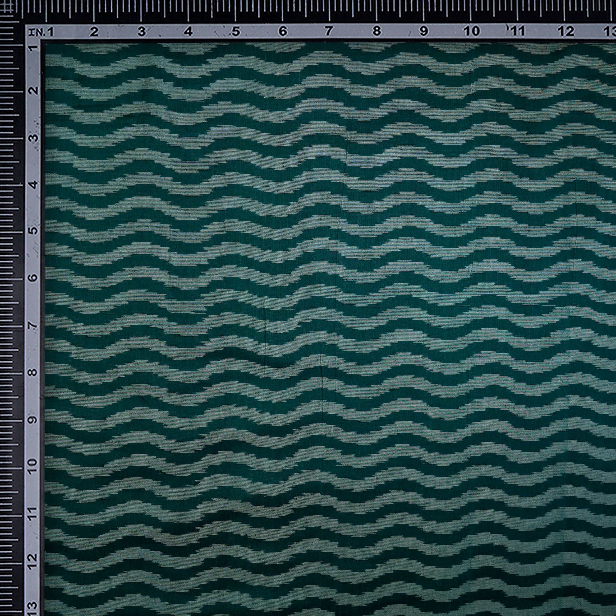 Dark Green Color Handwoven Ikat Sico Silk Fabric