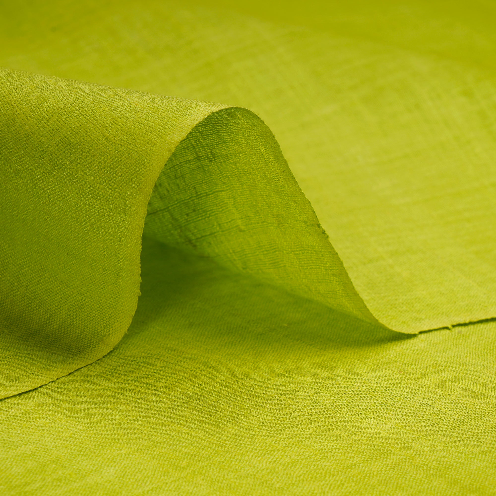 Parrot Green Dyed Handwoven Plain Matka Fabric