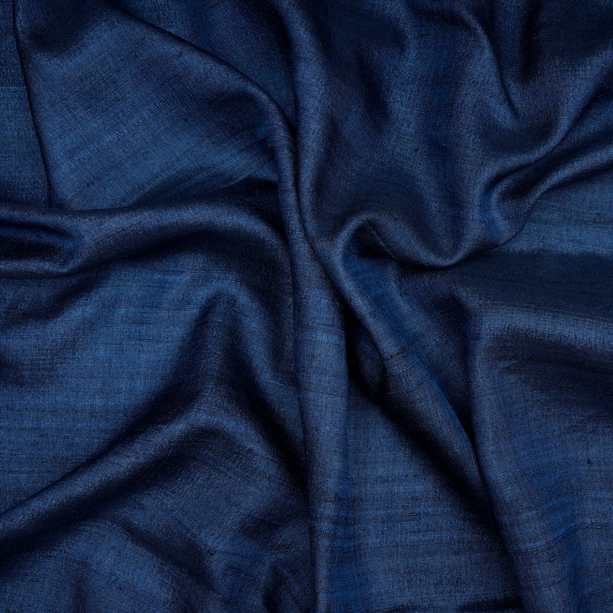 Navy Blue Piece Dyed Plain Desi Tusser Silk Fabric