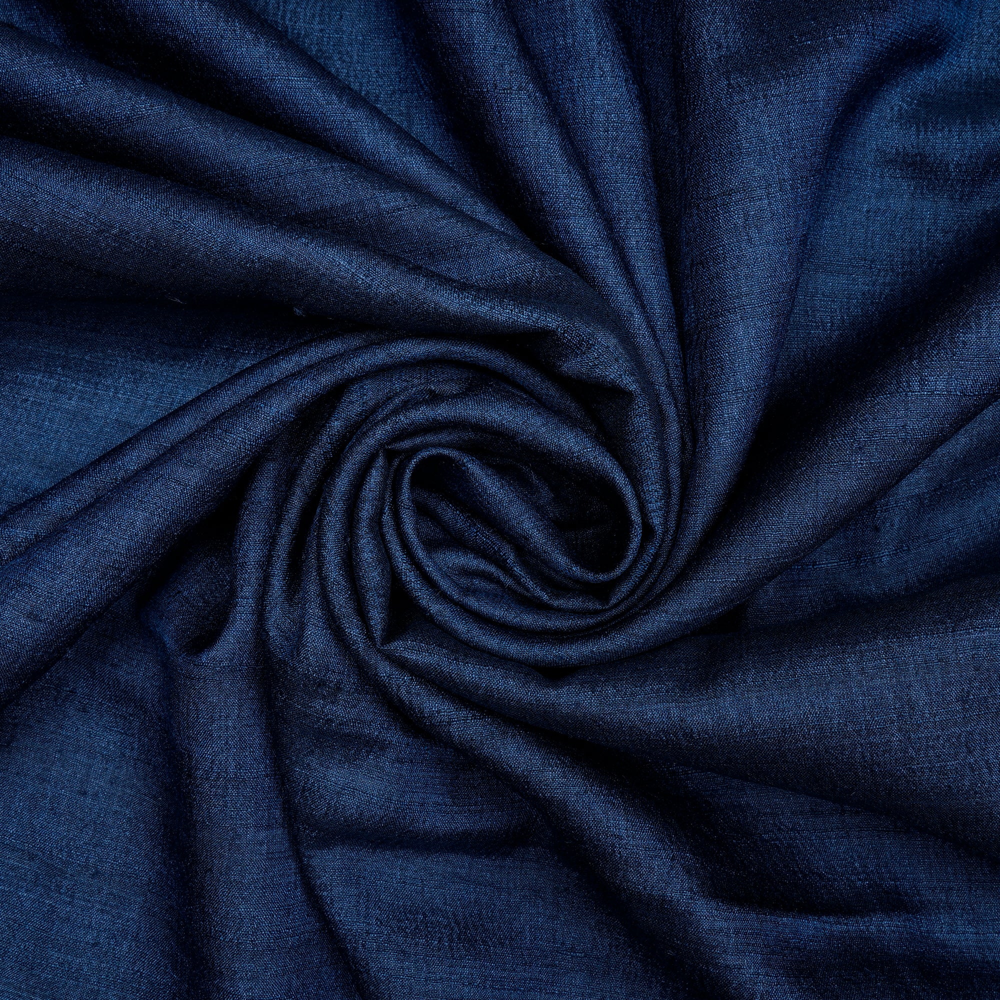 Navy Blue Piece Dyed Plain Desi Tusser Silk Fabric