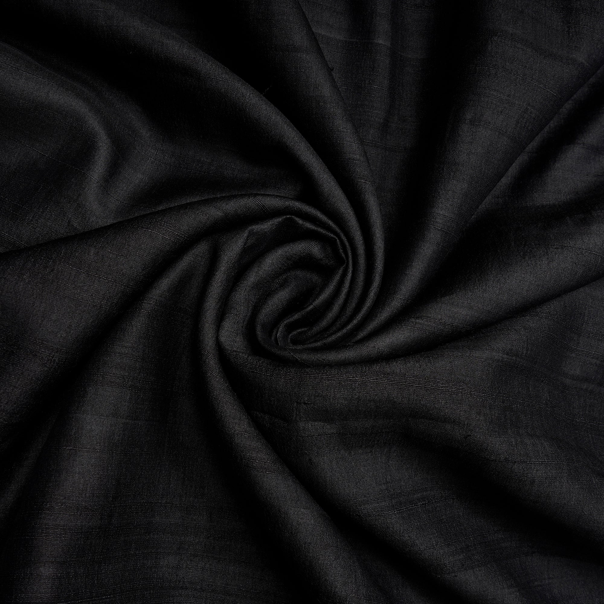 Black Piece Dyed Handwoven Tusser Silk Fabric