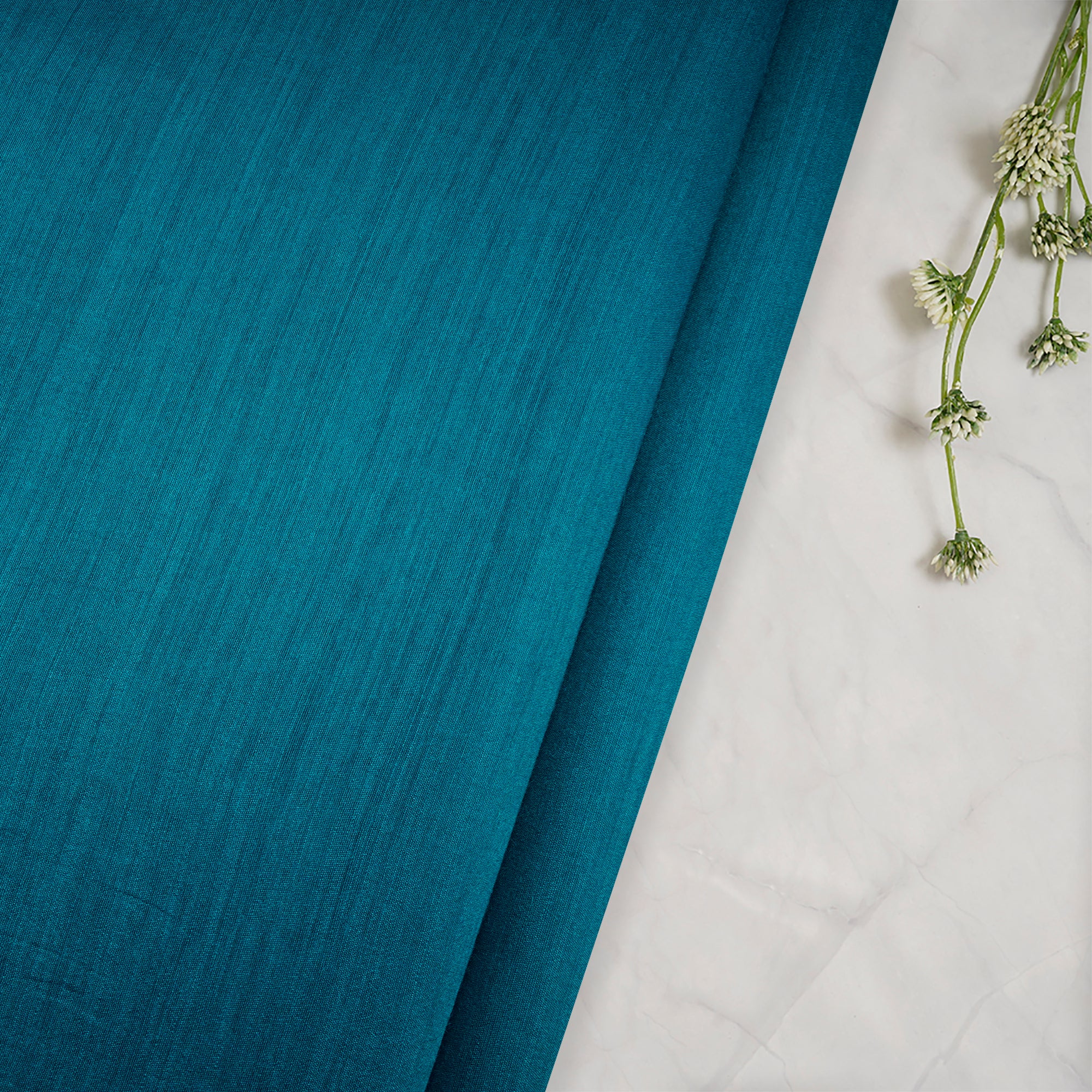 Light Blue Piece Dyed Plain Muga Silk Fabric