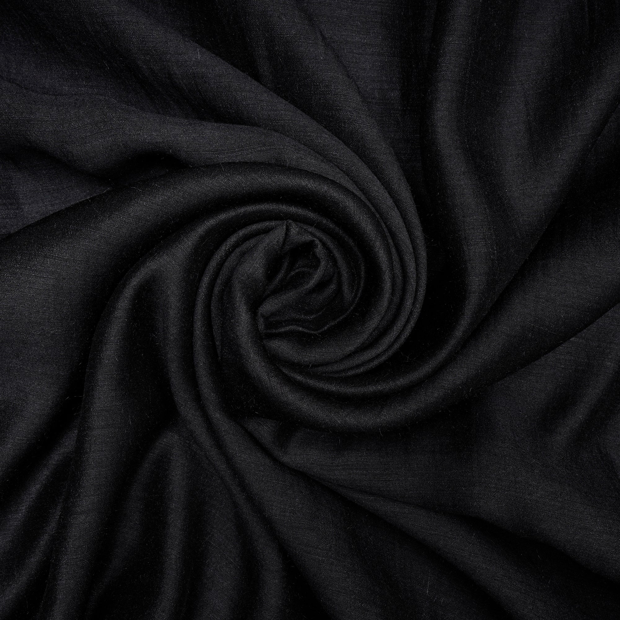 Black Piece Dyed Plain Muga Silk Fabric