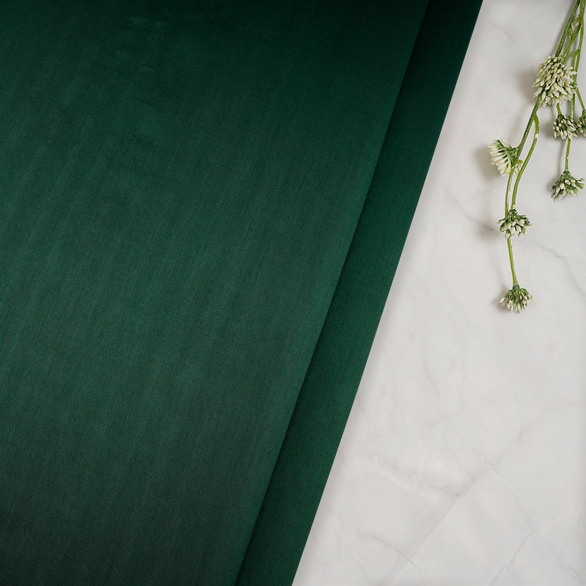 Dark Green Piece Dyed Pure Fine Rapier Chanderi Fabric