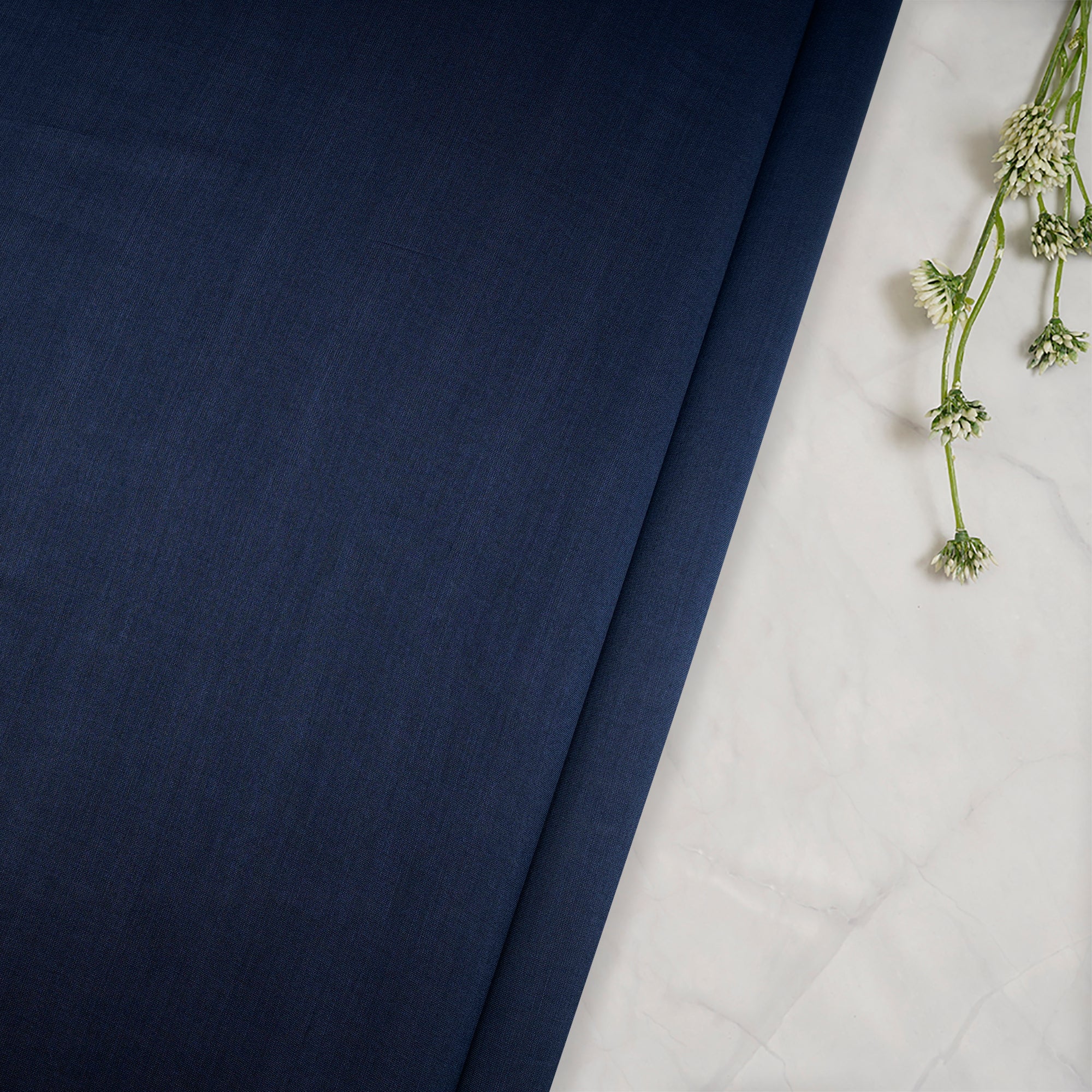 Navy Blue Piece Dyed Rapier Loom Premium Chanderi Fabric