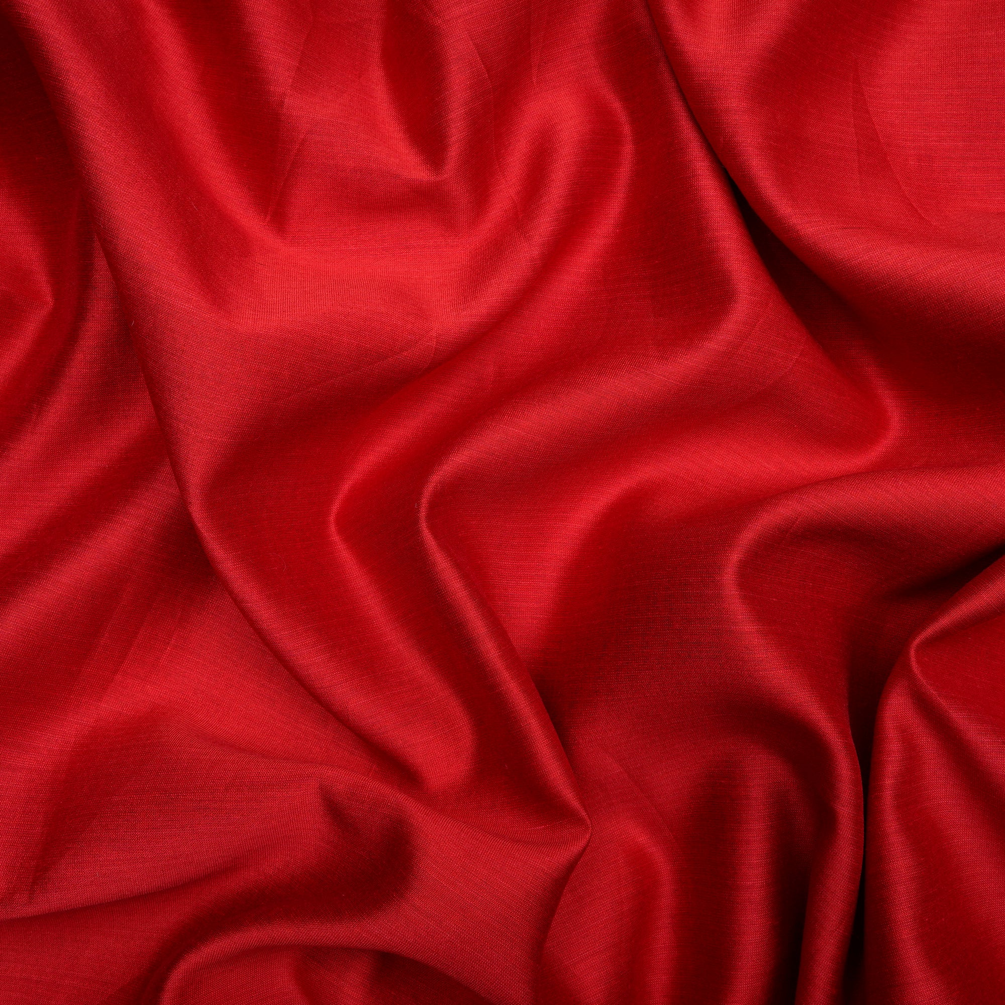 Deep Red Piece Dyed Rapier Loom Pure Chanderi Fabric