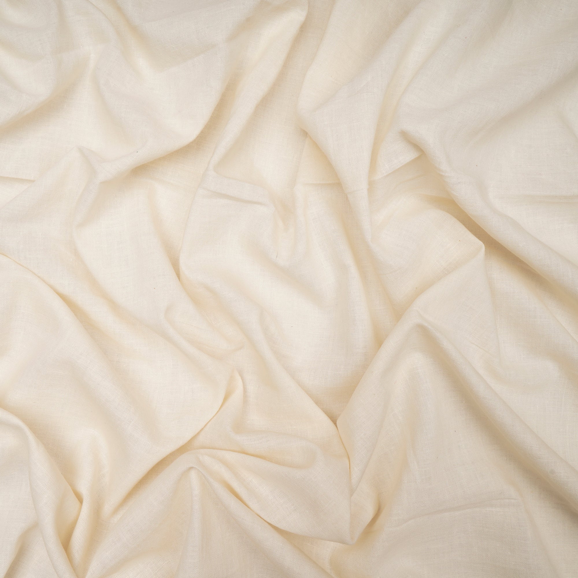 Cream Handwoven Handspun Muslin Cotton Fabric
