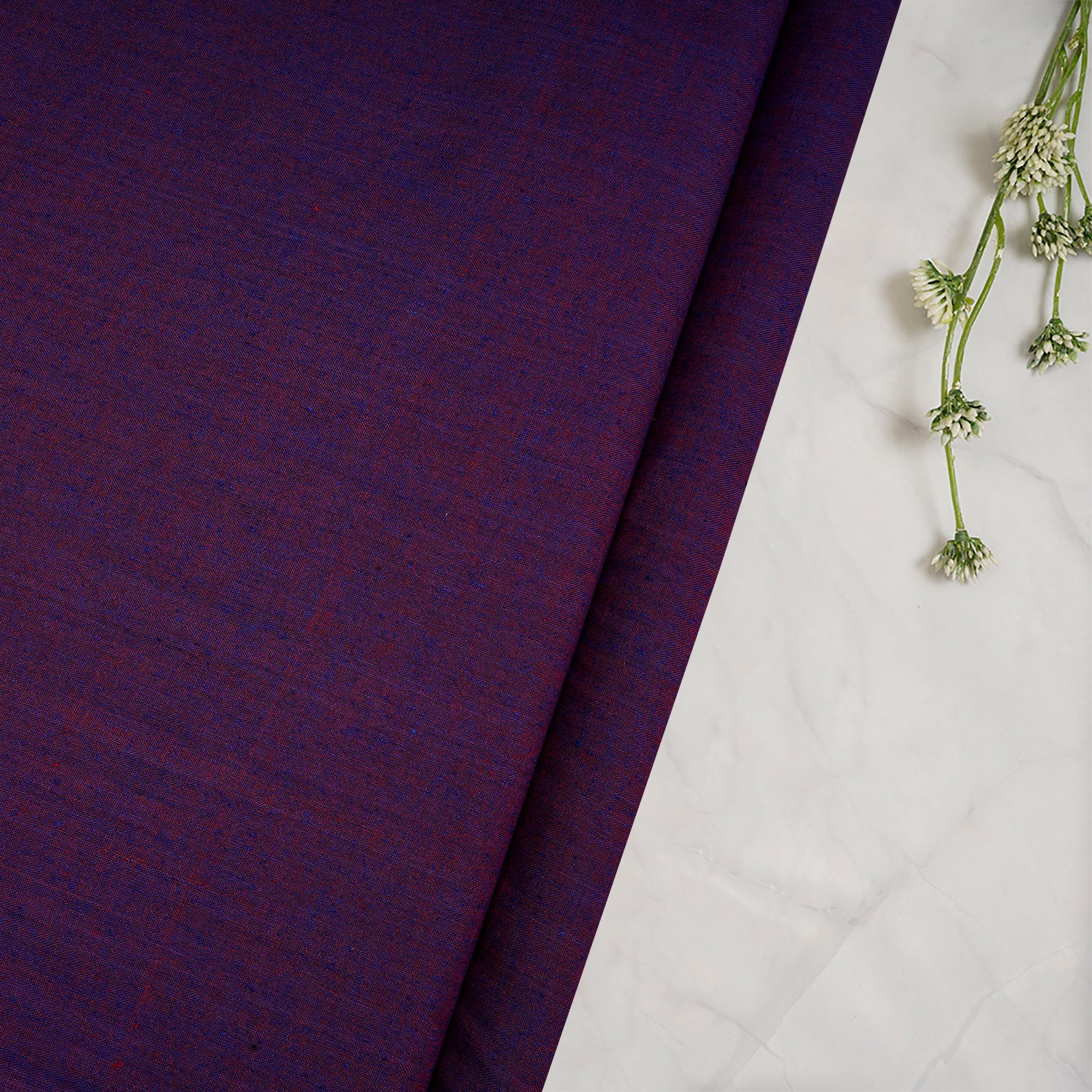 Blue-Red Yarn Dyed HandSpun Handwoven Matka Silk Fabric