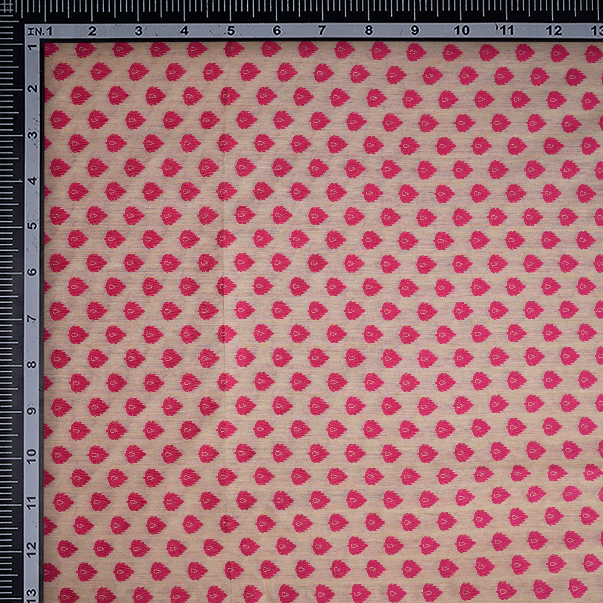 Beige-Pink Color Muga Silk Jacquard Fabric