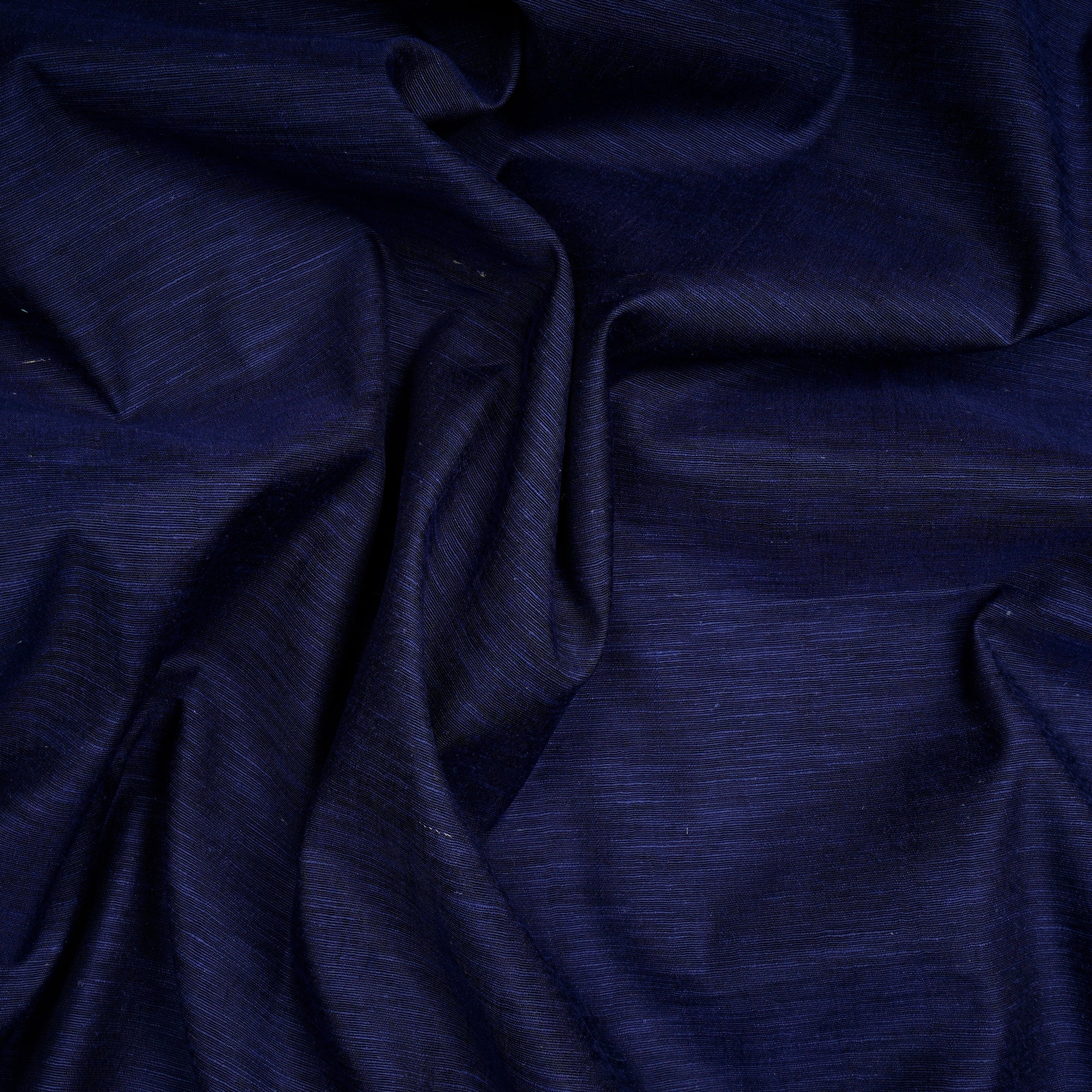Navy Blue Plain Noile Silk Fabric