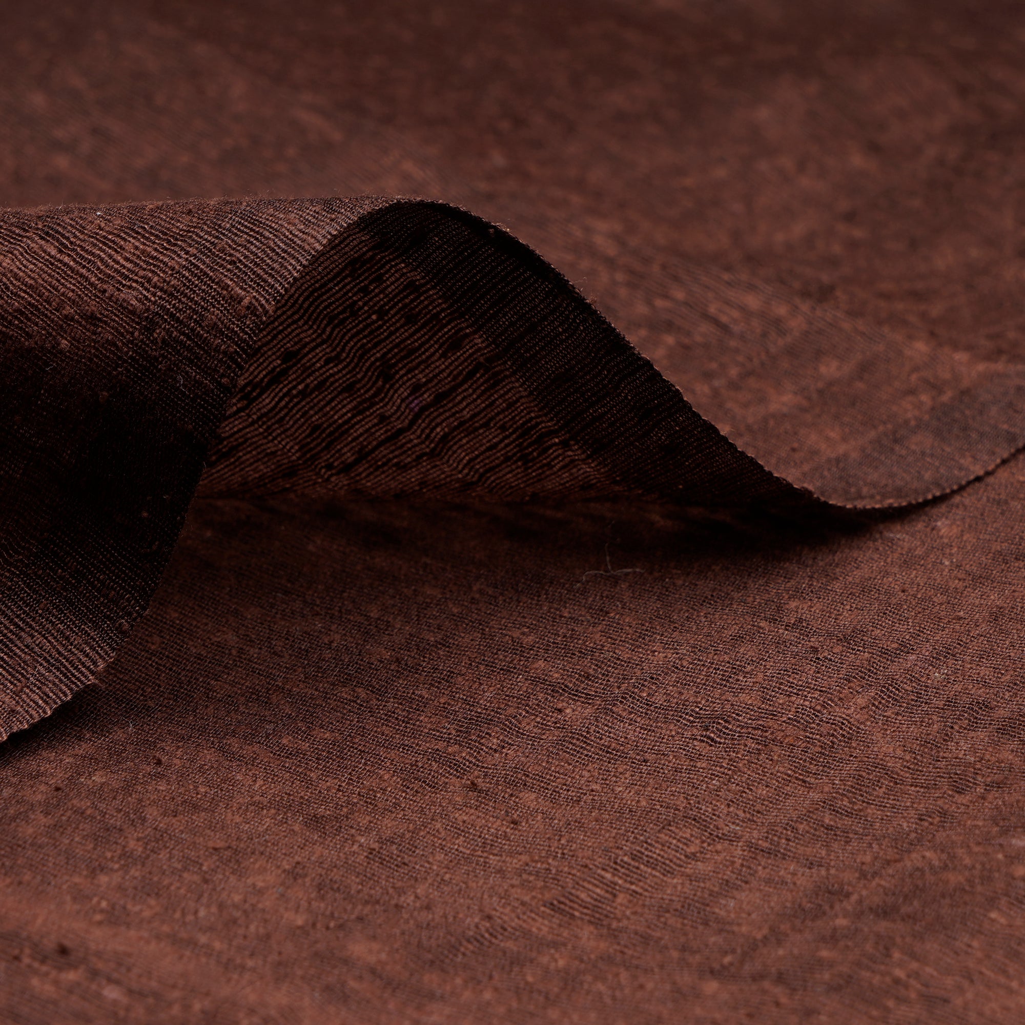 Dark Brown Plain Noile Silk Fabric