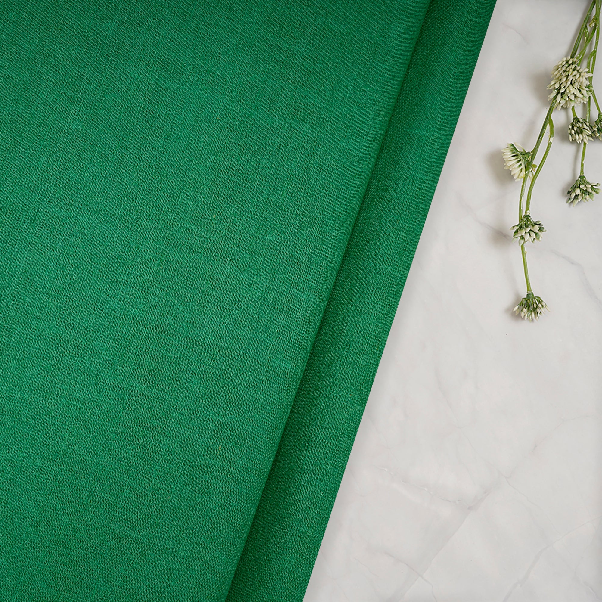 Ming Green Plain Handwoven Pure Matka Silk Fabric