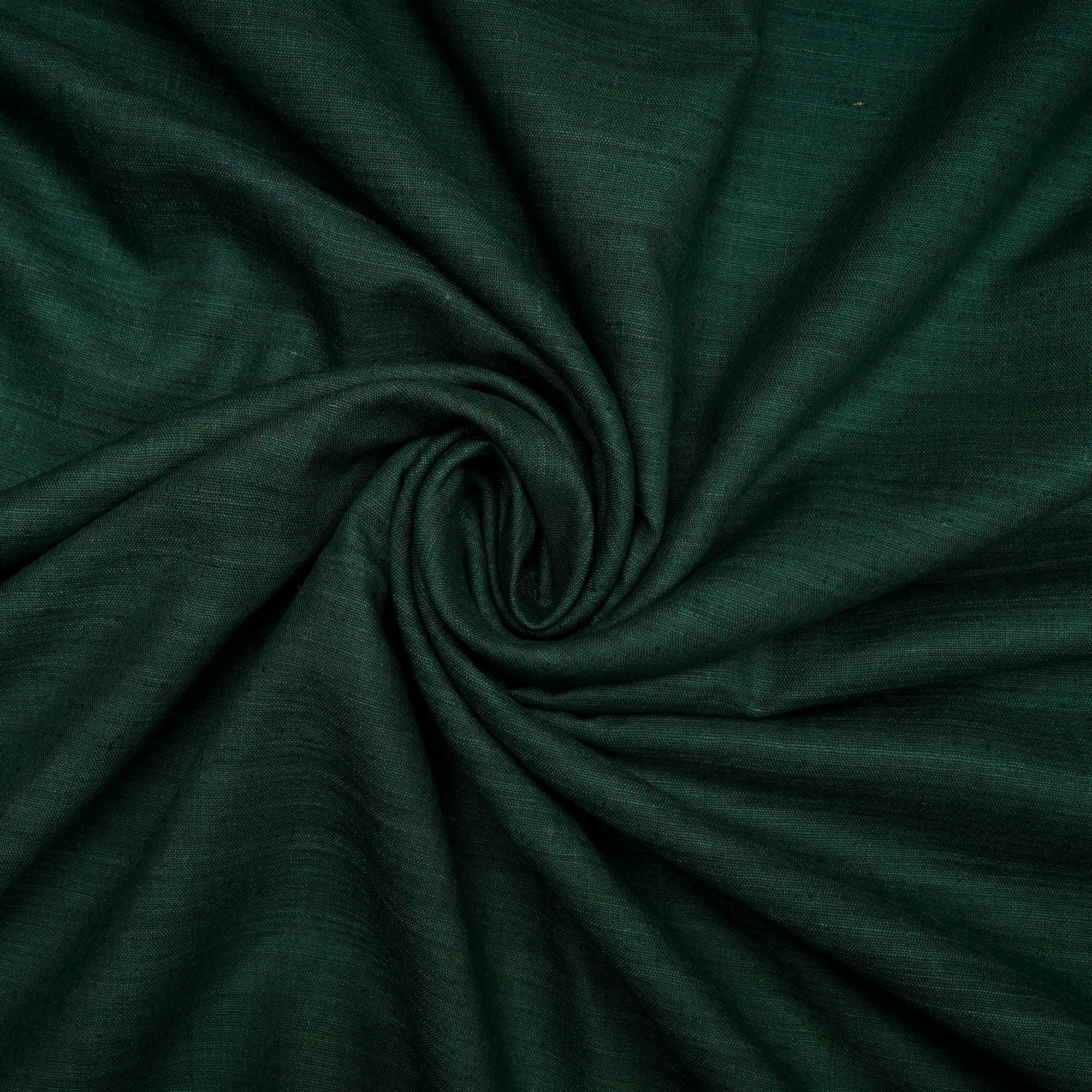 Dark Green Plain Handwoven Pure Matka Silk Fabric